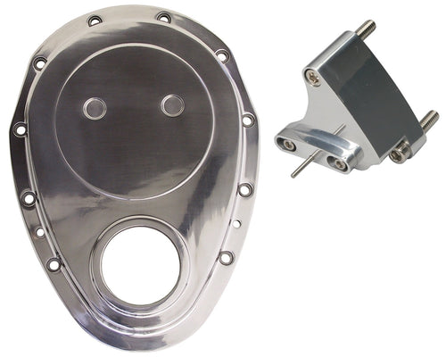 Polished Aluminum Timing Cover with Timing Tab Trans-Dapt 6014