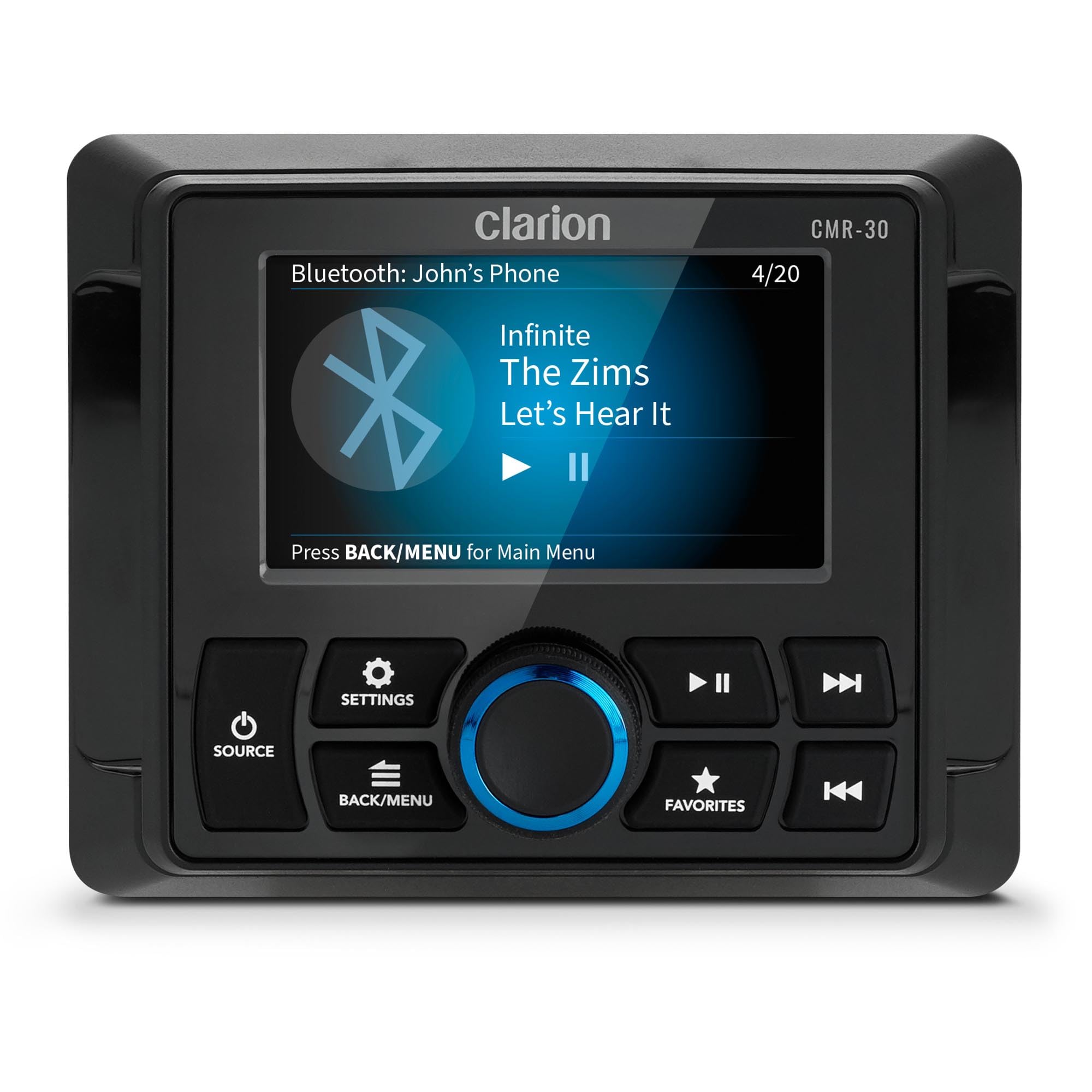 Clarion Wired CMR-30 Marine Remote with 3" Full-Color LCD Display, IP67, Compatible with CMM-20, CMM-30 & CMM-30BB