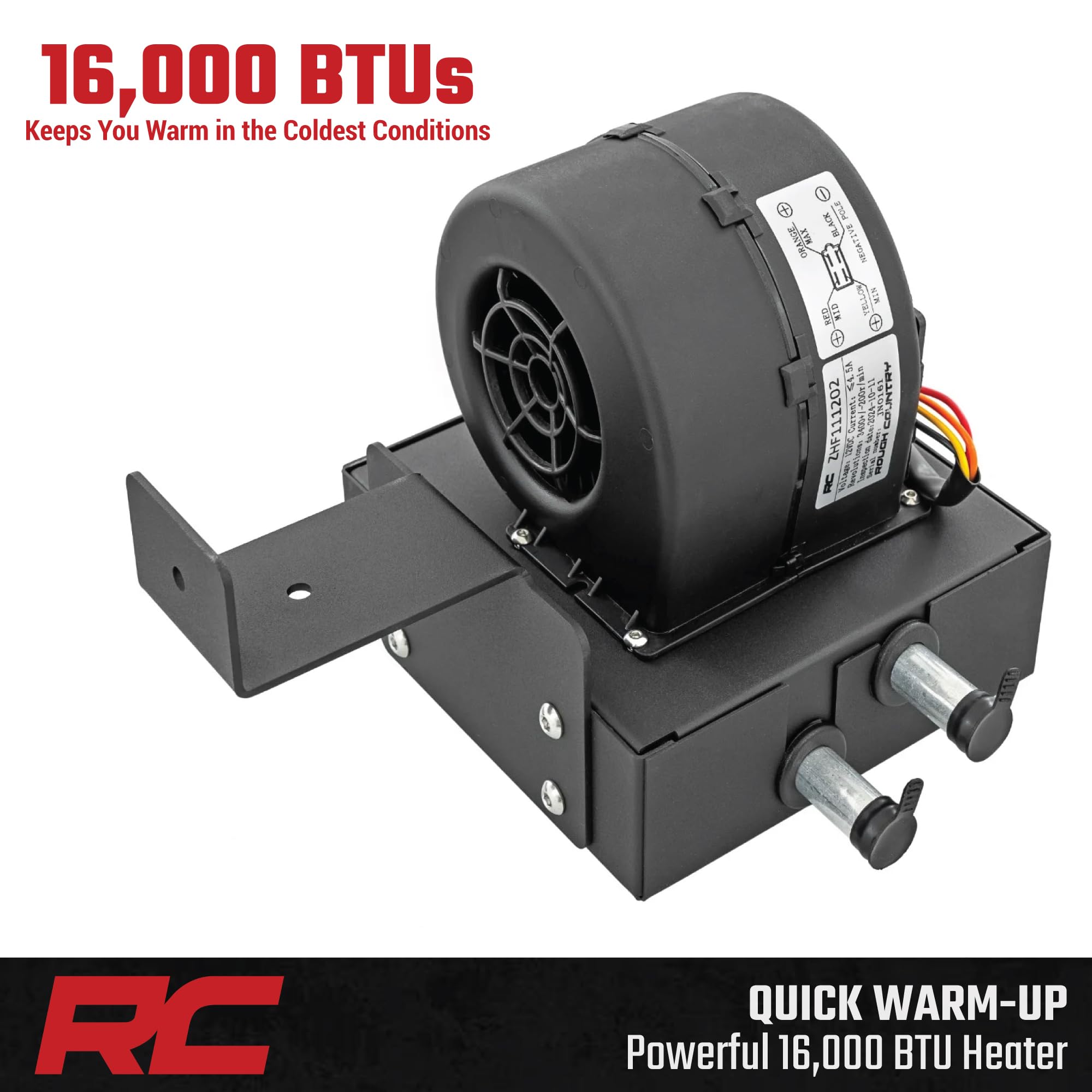 Rough Country UTV Heater Kit for Polaris Ranger XP 1000 (2017-2025) - 16,000 BTU Cab Heater with Fast Cabin Warm-Up & Defrost, Complete Install Kit, Factory-Like Fit