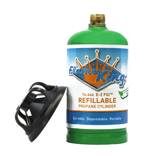 1LB Flame King Refillable Empty Propane Cylinder Tank - Reusable - Safe and Legal Refill Option - DOT Compliant - 16.4 oz, Green