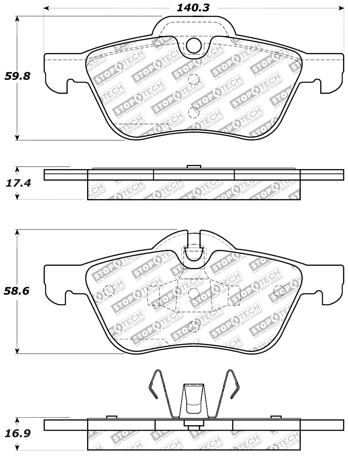 Brake Pads StopTech 305.09390 Street Select with Hardware