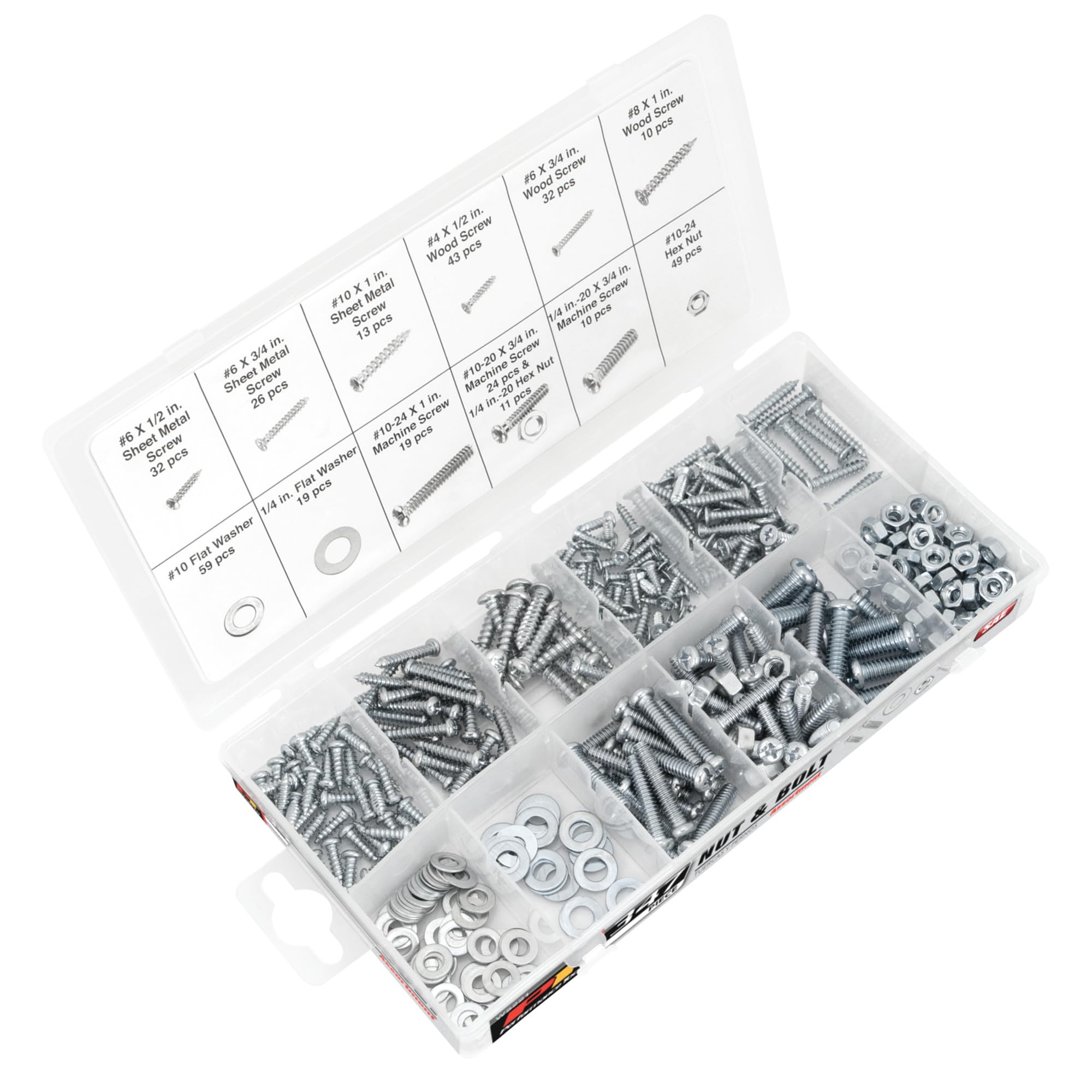 W5221 Performance Tool 347pc SAE Nuts & Bolts Assortment With Case
