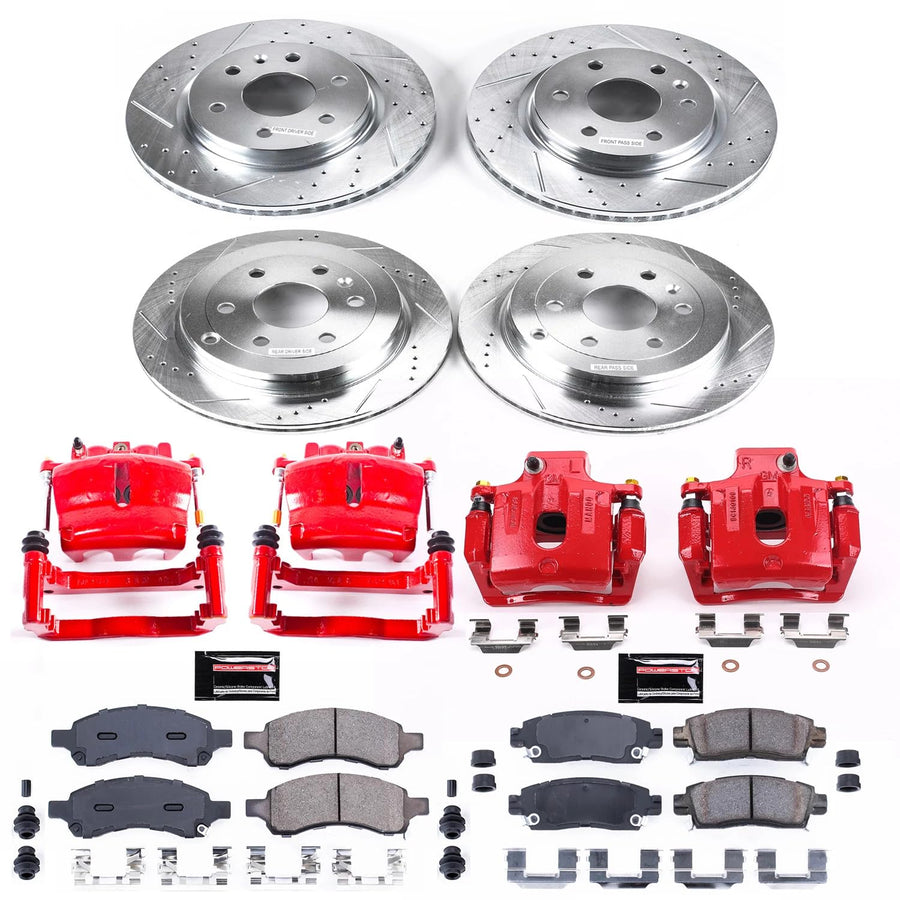 Power Stop Z23 KC4466 Front and Rear Brake Caliper Kit- Brake Rotors, Brake Pads, Brake Calipers For Buick Enclave, Chevy Traverse, GMC Acadia, GMC Acadia Limi, Saturn Outlook [Model Specific]