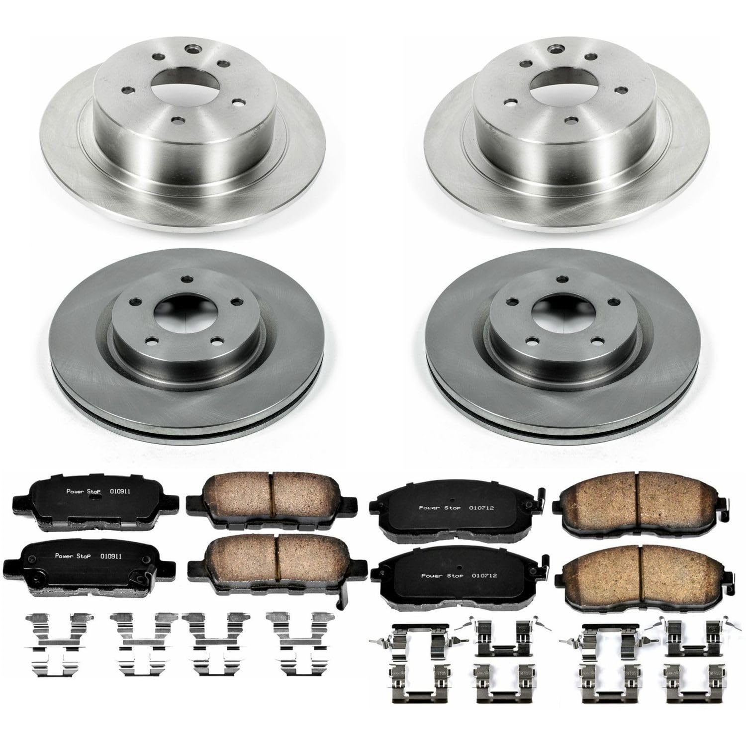 Power Stop KOE7865 Front and Rear Replacement Brake Kit-OE Brake Rotors & Ceramic Brake Pads For Nissan Altima 2007-2010 [Model Specific]