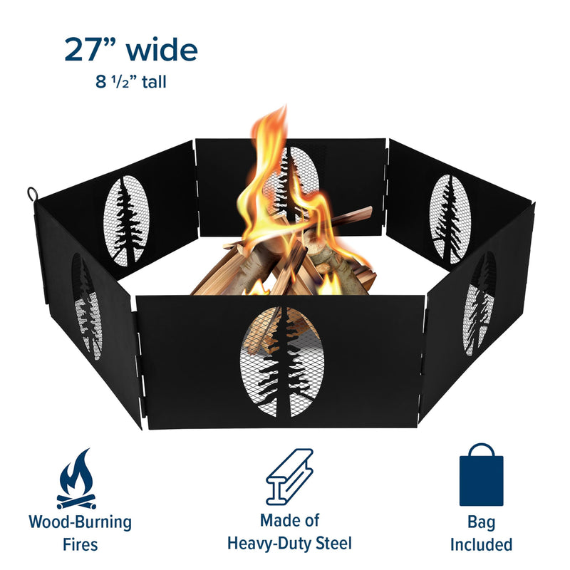 Camco Campfire Heavy Duty Steel Fire Pit Ring - 27" Wide with Hinged Construction - Portable Fire Pit Features Collapsible Design & is Easily Transportable - Includes Storage Bag - (51091)
