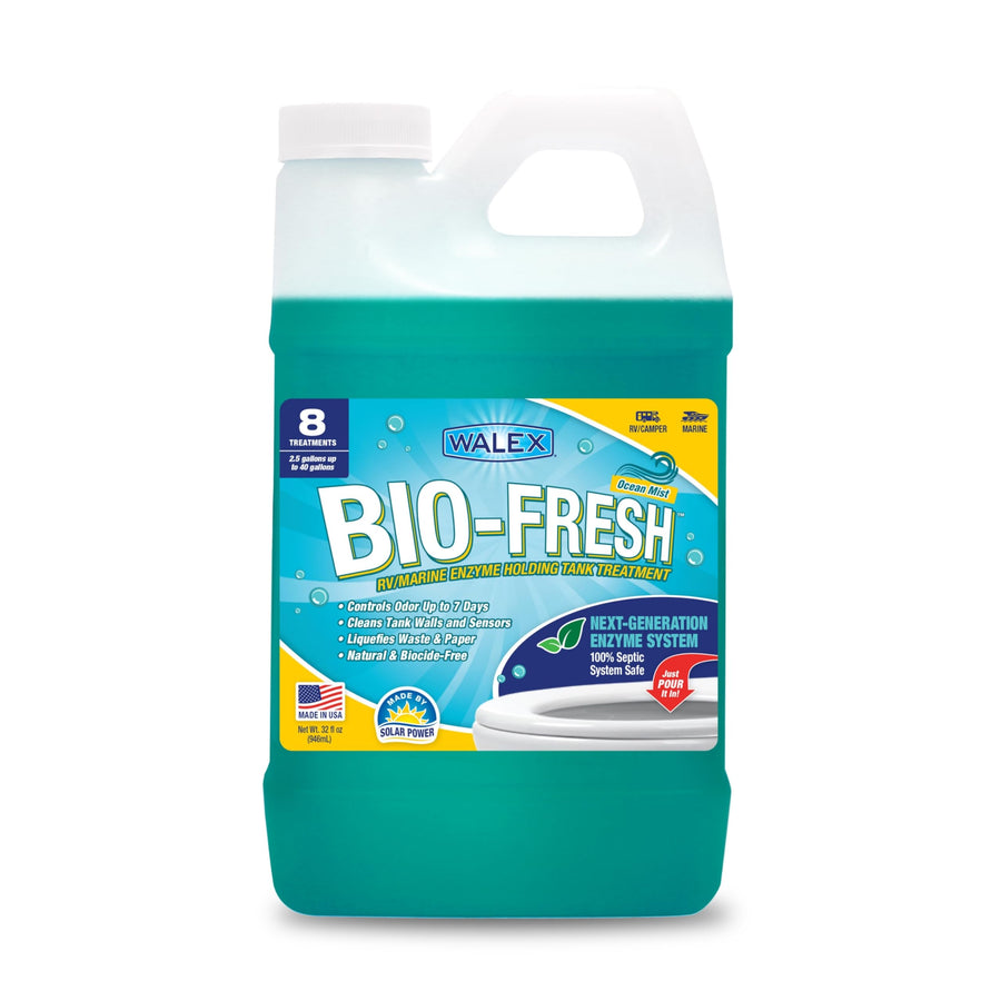 Bio-Fresh Liquid Walex Enzyme Holding Tank Treatment for RV, Camper & Marine - Black Water Tank Deodorizer, Liquifies Waste & Toilet Paper, Septic Tank Safe, Biocide-Free, Ocean Mist, 32oz