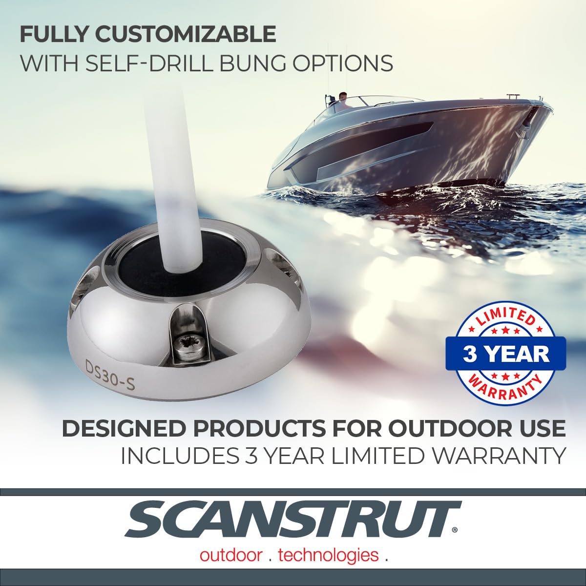 SCANSTRUT Osculati 59mm Round Stainless Steel Packing Gland with 9-14mm Diameter Cable