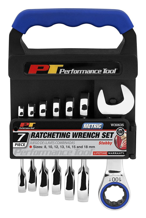 W30635 Performance Tool SAE Ratcheting Wrench Set (7 Piece)