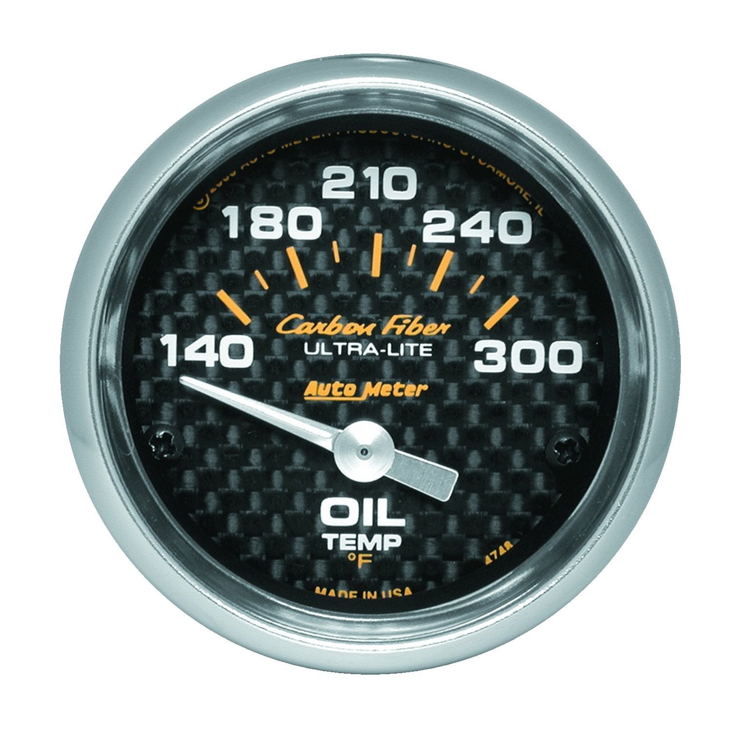 AUTO METER Carbon Fiber 4748 Electric Oil Temperature Gauge Regular, 2 1/16"
