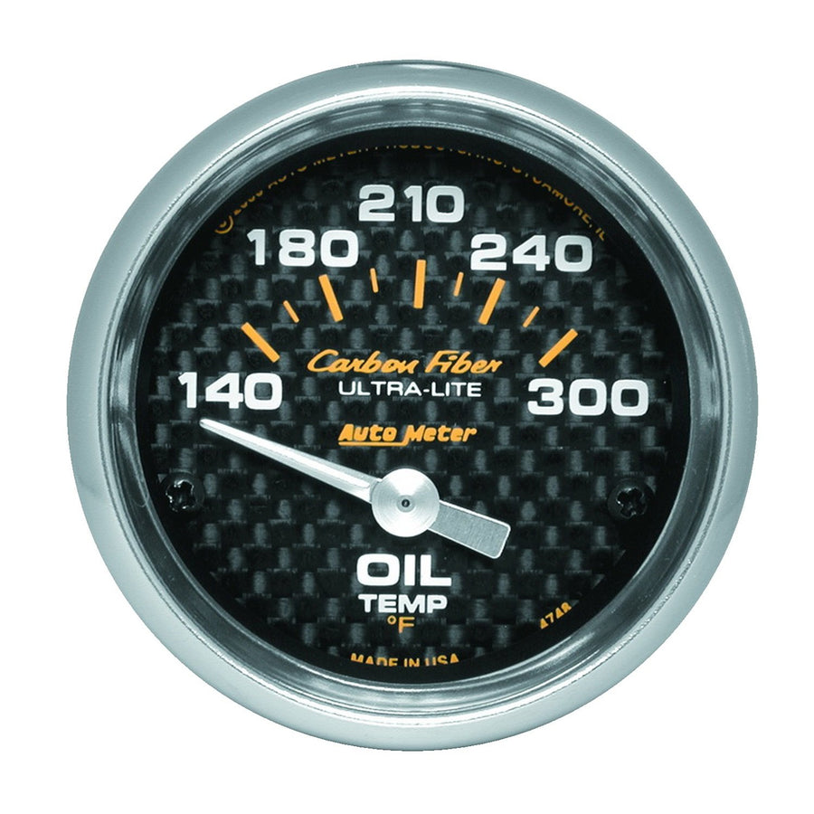 AUTO METER Carbon Fiber 4748 Electric Oil Temperature Gauge Regular, 2 1/16"