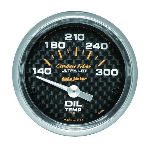 AUTO METER Carbon Fiber 4748 Electric Oil Temperature Gauge Regular, 2 1/16"