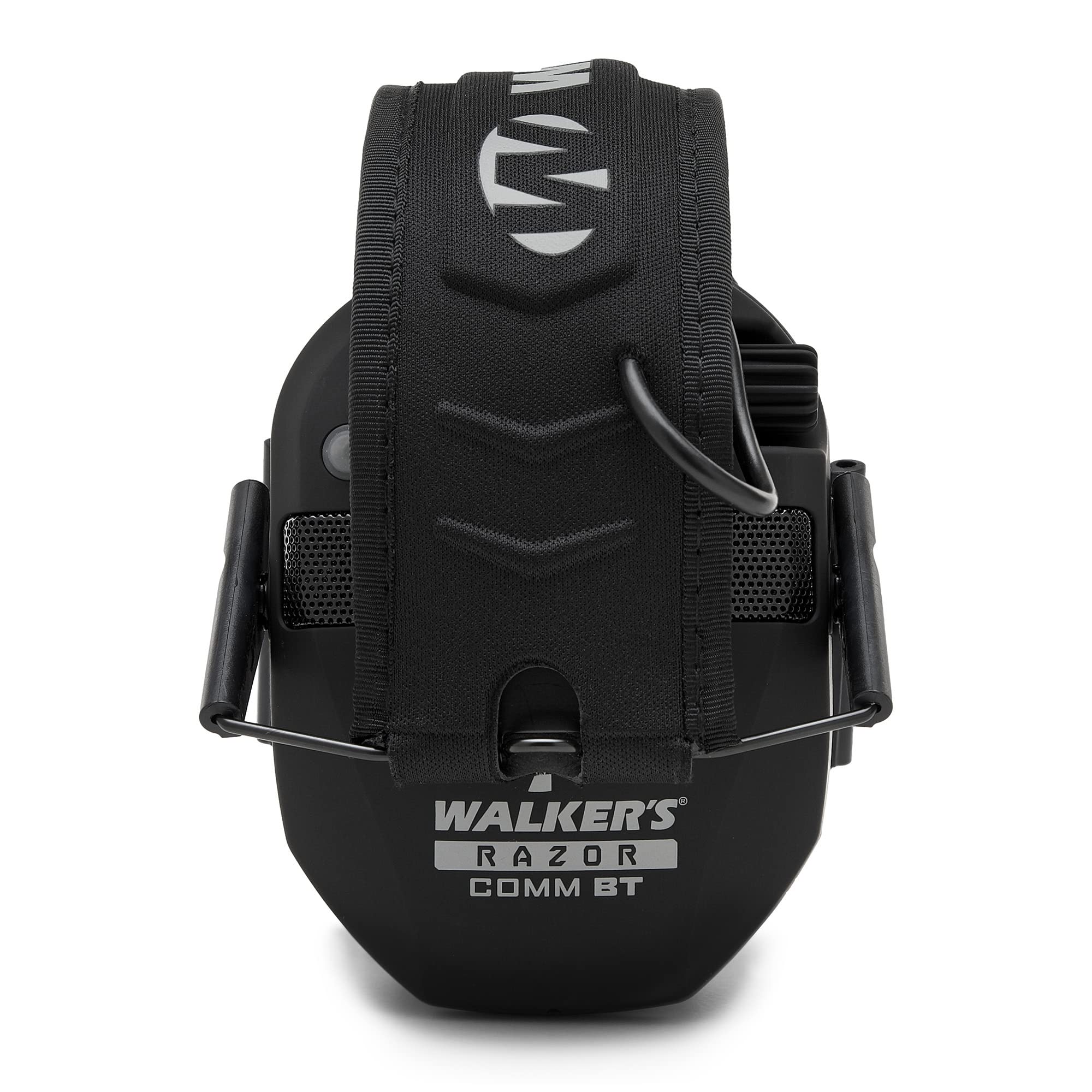 WALKER'S Quad Electronic Razor Muff w/ Bluetooth | 4 Mics 360-Degree Sound Capture 23dB NRR Hearing Protection Range Shooting Earmuffs w/ 2 AAA Batteries, Black