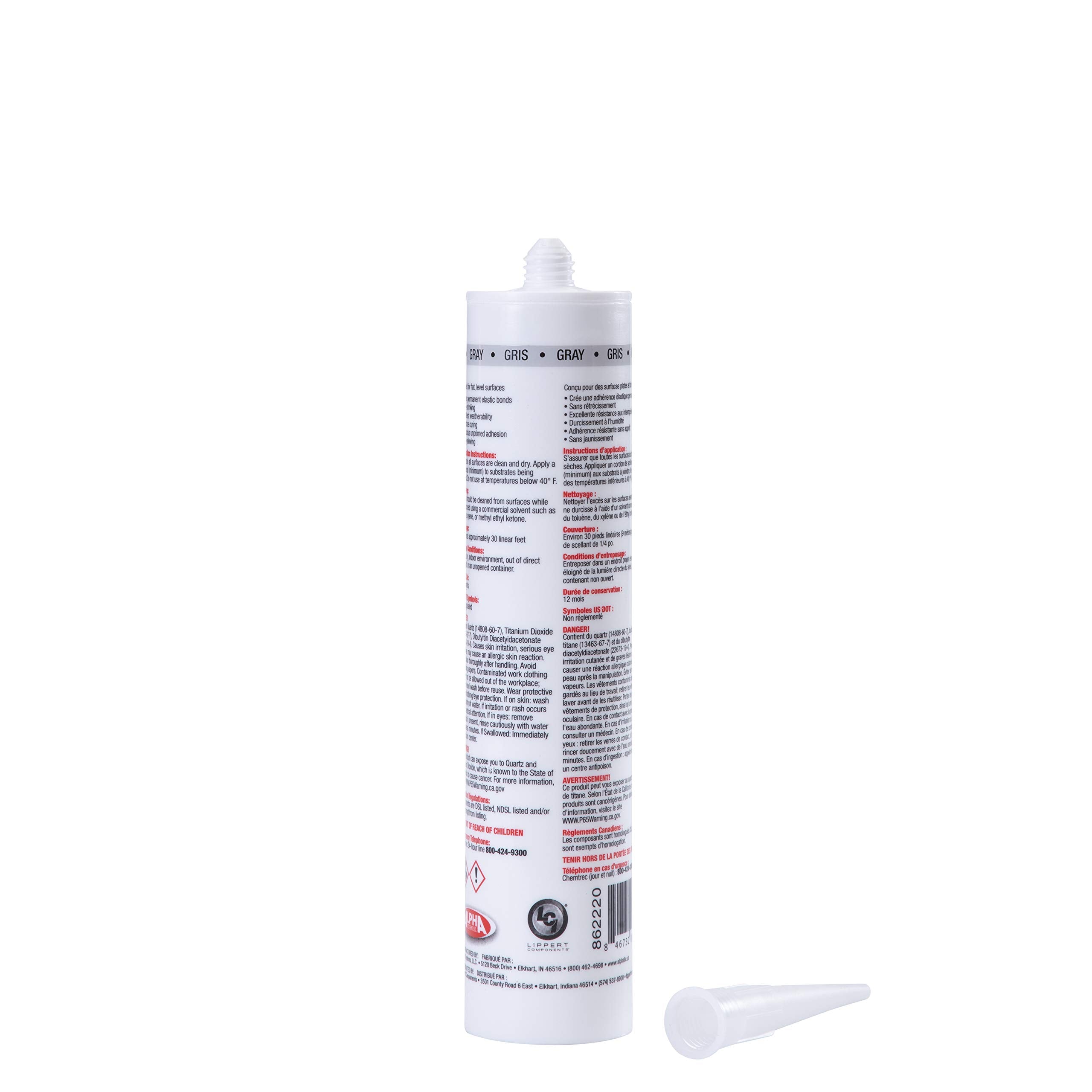 Lippert Components 5121 N512103TLCI ALPHATHANE 100% Solids Self-Leveling Sealant, Gray (9.8 Oz. Tube)