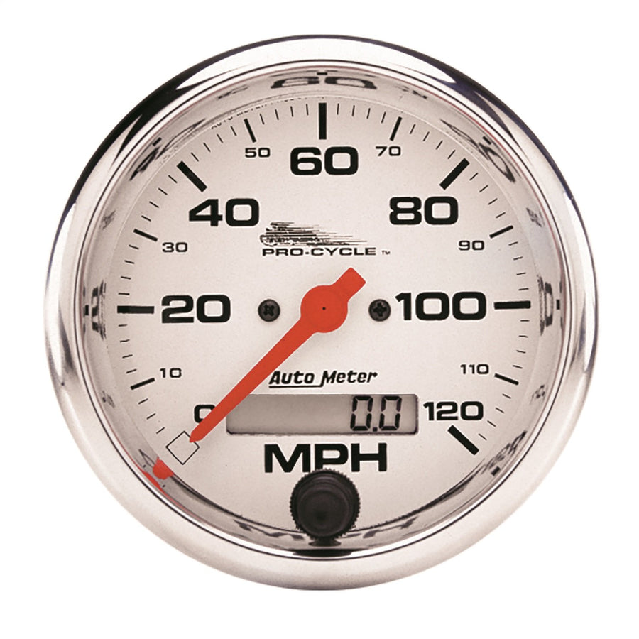 Speedometer AutoMeter 19351 (Pro-Cycle Gauge, Speedo, 3 3/4", 120 Mph, Elec, White, Pro-Cycle)