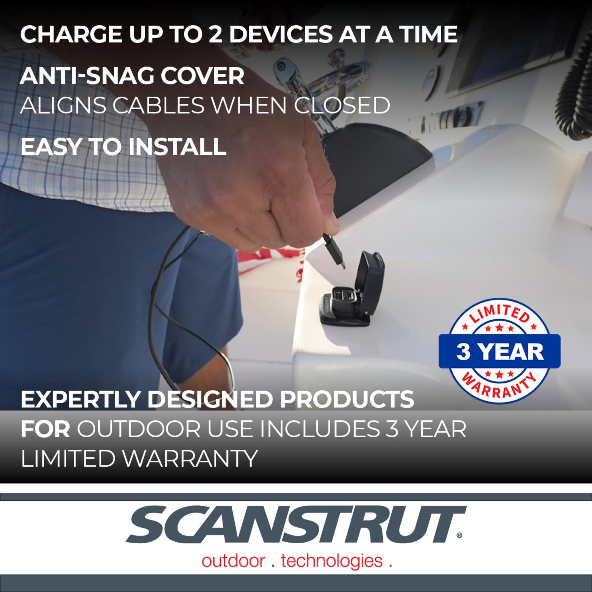 Flip Pro Scanstrut Fast Charge Dual USB Socket