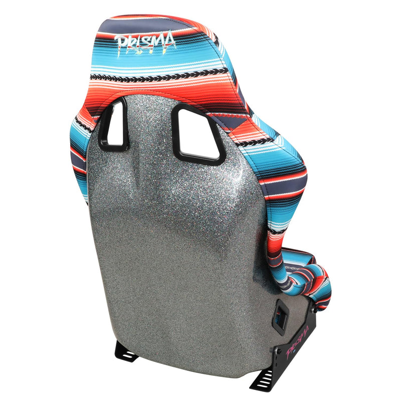 NRG Innovations Fixed Back Bucket Racing Seat Prisma with Bottom Mount Bracket, 22" W X 34" H X 16" D, Red White Blue Black Pink Serape Print, FRP-303-BAJACALI