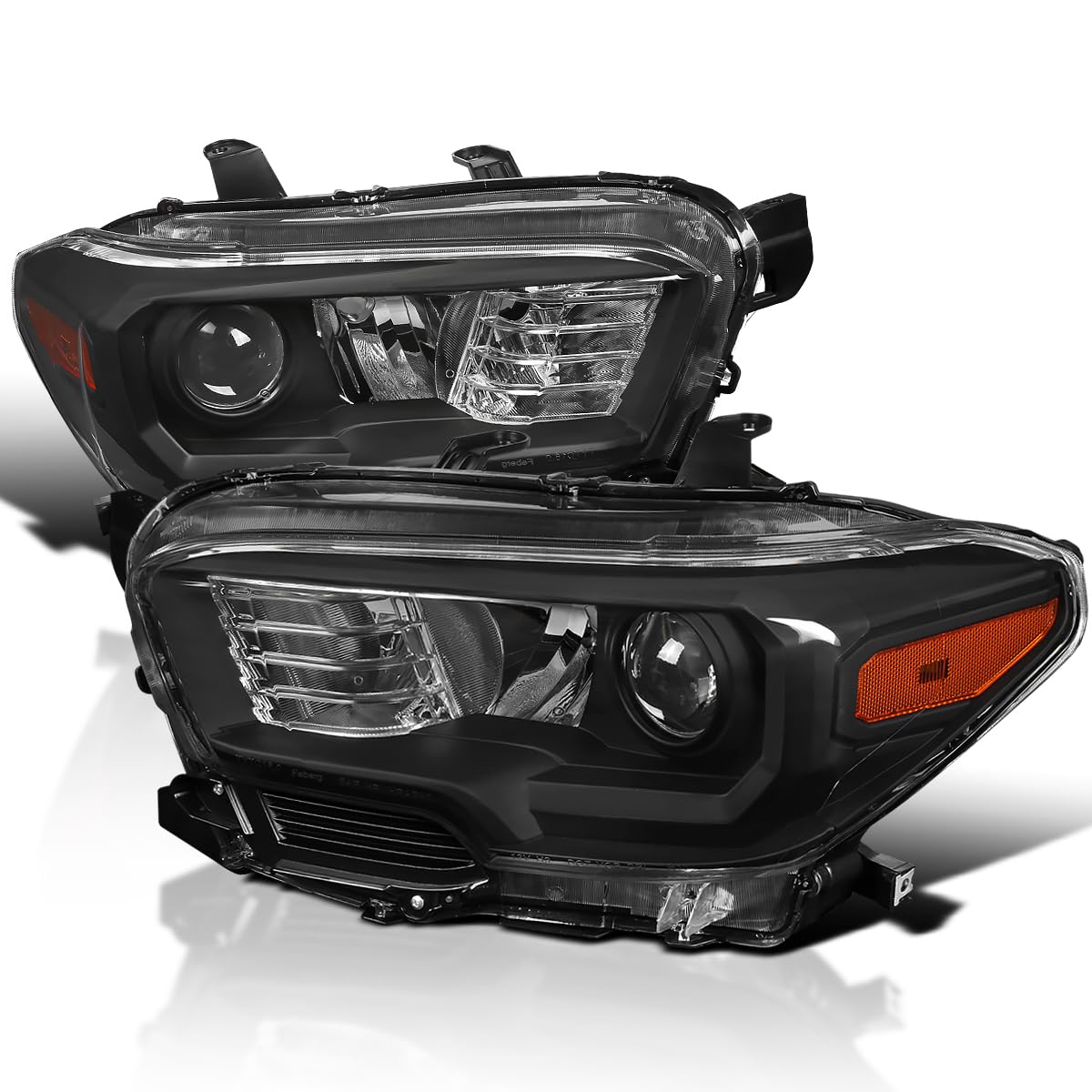 Black Projector Headlights SPEC-D TUNING Compatible with 2016-2022 Toyota Tacoma without factory LED daytime running lights, Left + Right Pair Headlamps Assembly