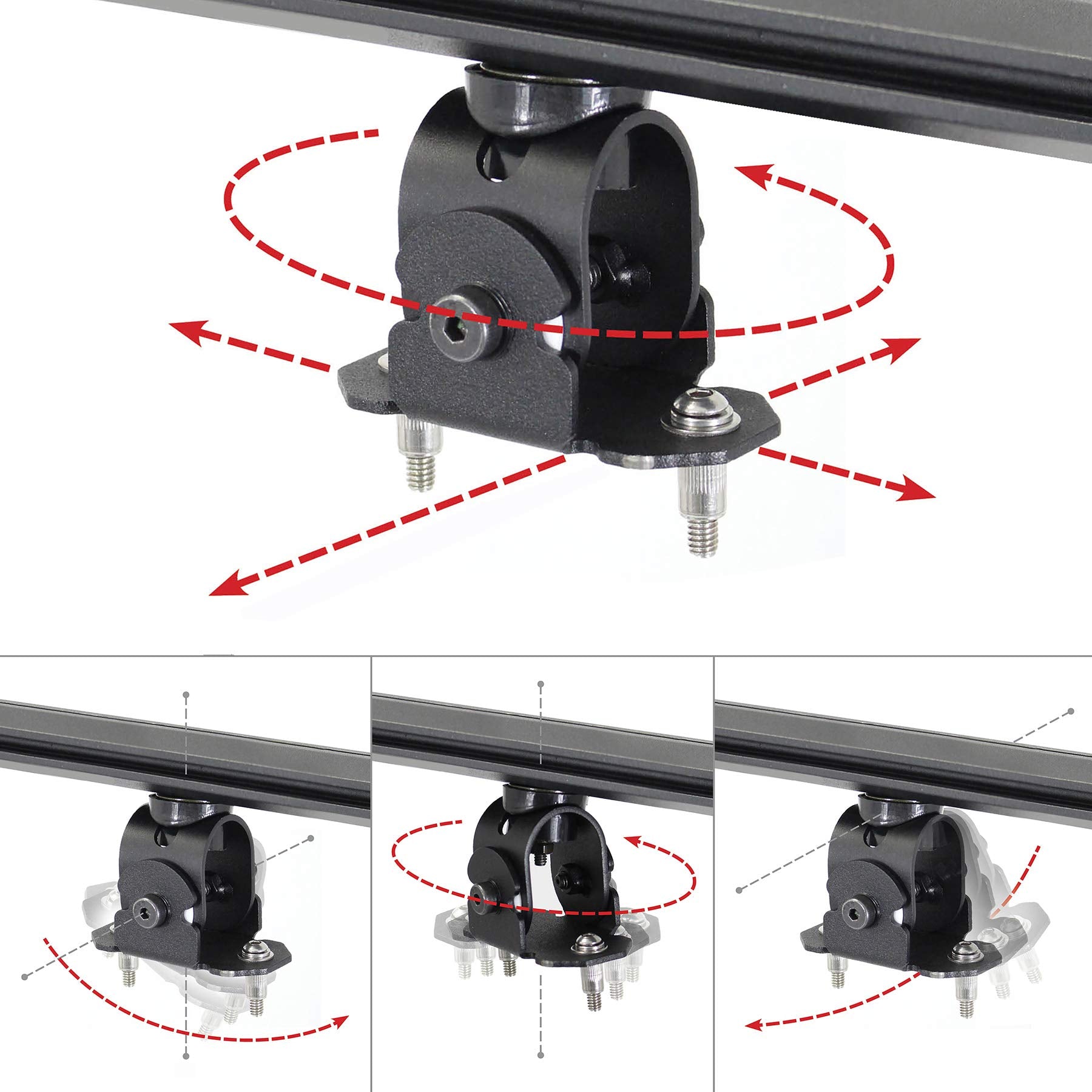 Go Rhino Mounting Kit SRM - 4 Adjustable Multi-Axis Mounts | Mild Steel, Textured Black | 5910000T | Fits Go Rhino SRM300, SRM400, SRM500, & SRM600 Roof Racks