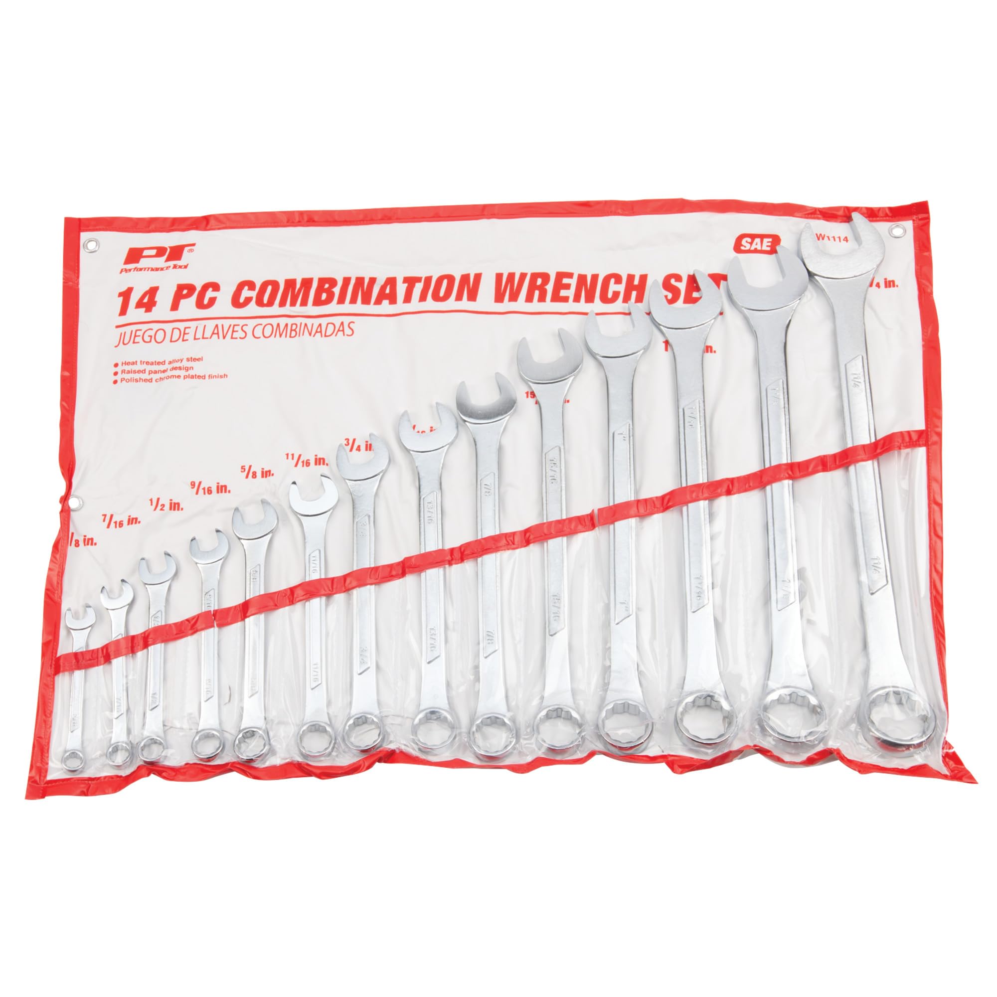 W1114 Performance Tool Sae Combination Wrench Set, 14-Piece