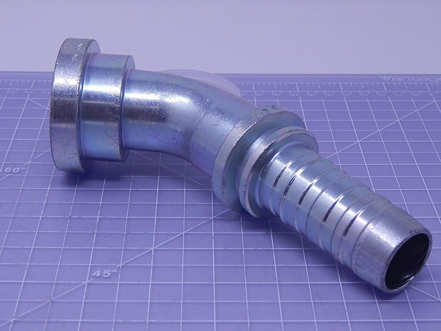 GlobalSpiral Couplings Gates 20GS-24FLH45M, Code 62 O-Ring Flange Heavy, Zinc Plated Carbon Steel, 6.93", 45° Bent Tube, 1 1/4" ID