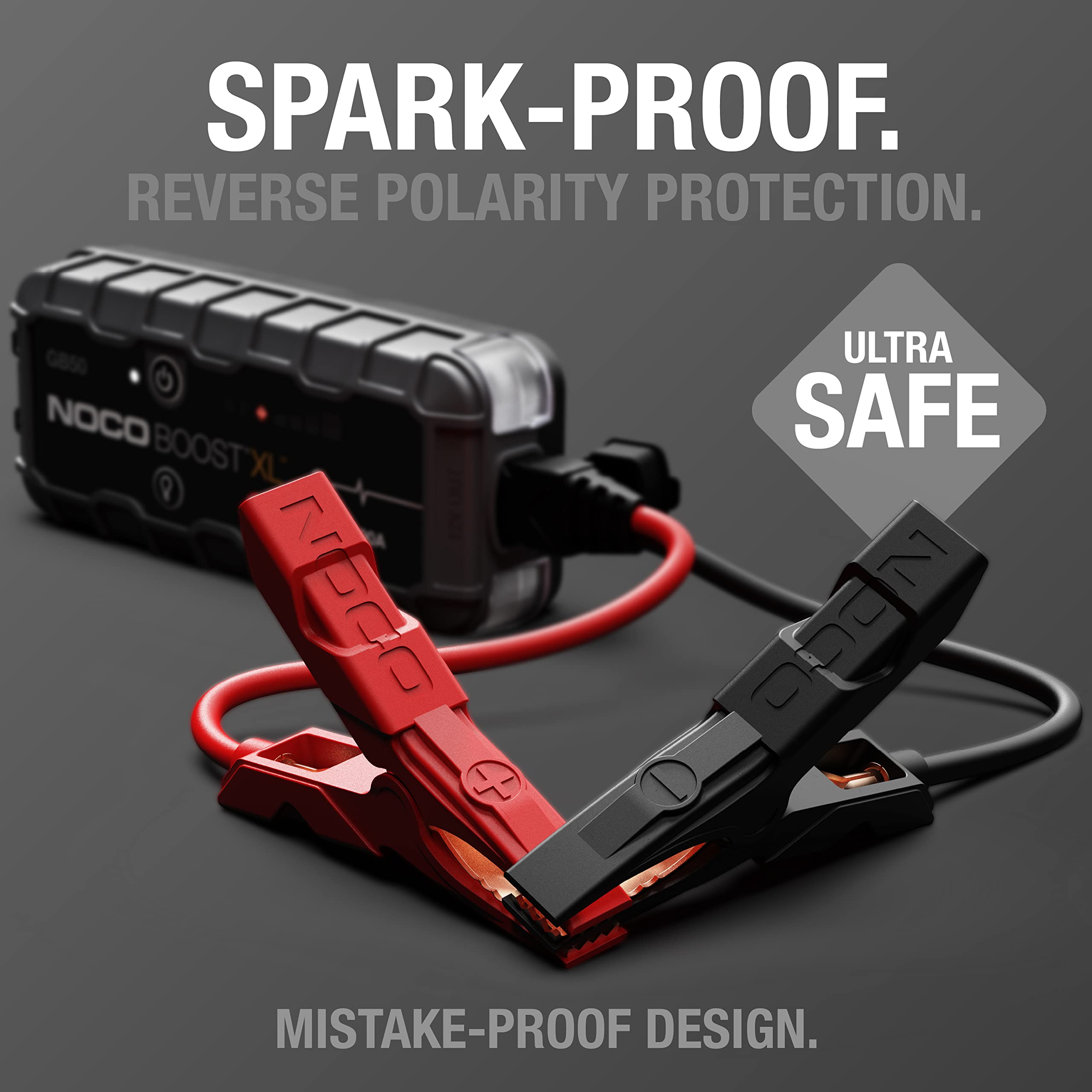 1500A NOCO Boost GB50: UltraSafe Jump Starter – 12V Lithium Battery Booster Pack, Portable Jump Box, Power Bank & Jumper Cables - for 7.0L Gas and 4.5L Diesel Engines