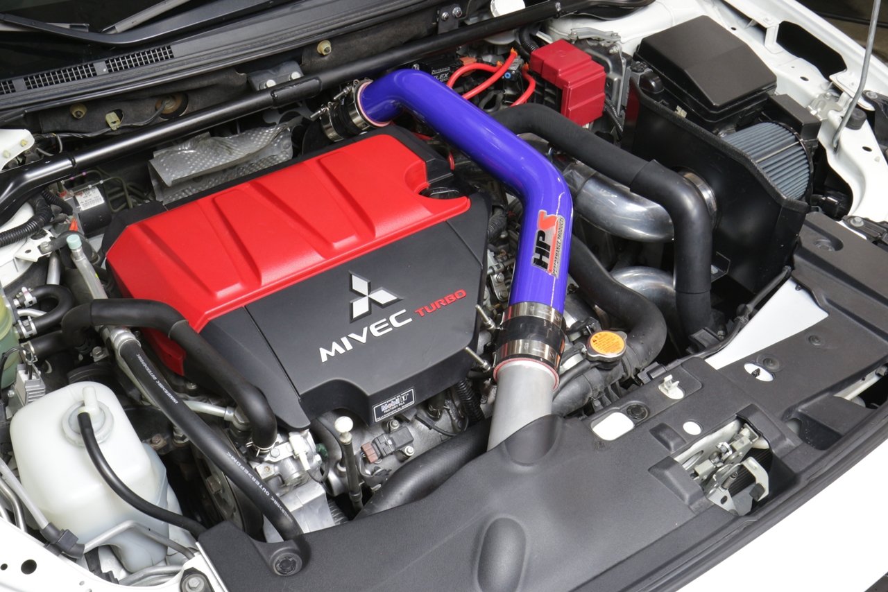 HPS Performance Intercooler Blue (2.5" Upper Charge Hot UICP) Compatible for 2008-2015 Mitsubishi Lancer EVO X Turbo, 17-103BL