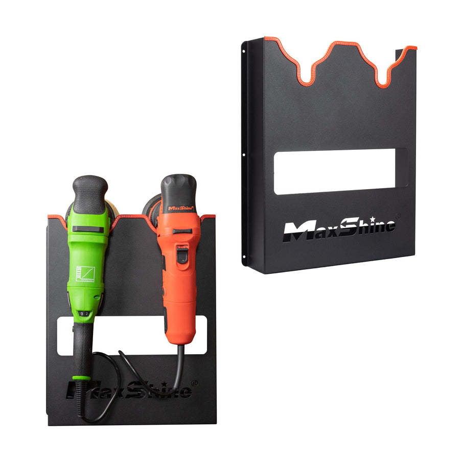 Maxshine Dual Polisher Universal Wall Holder (Black Iron) | Fits Rotary & Dual Action Polishers with Cord Organizer | Anticorrosion, Space-Saving Wall Mount Rack | Car Detailing Storage Accessory
