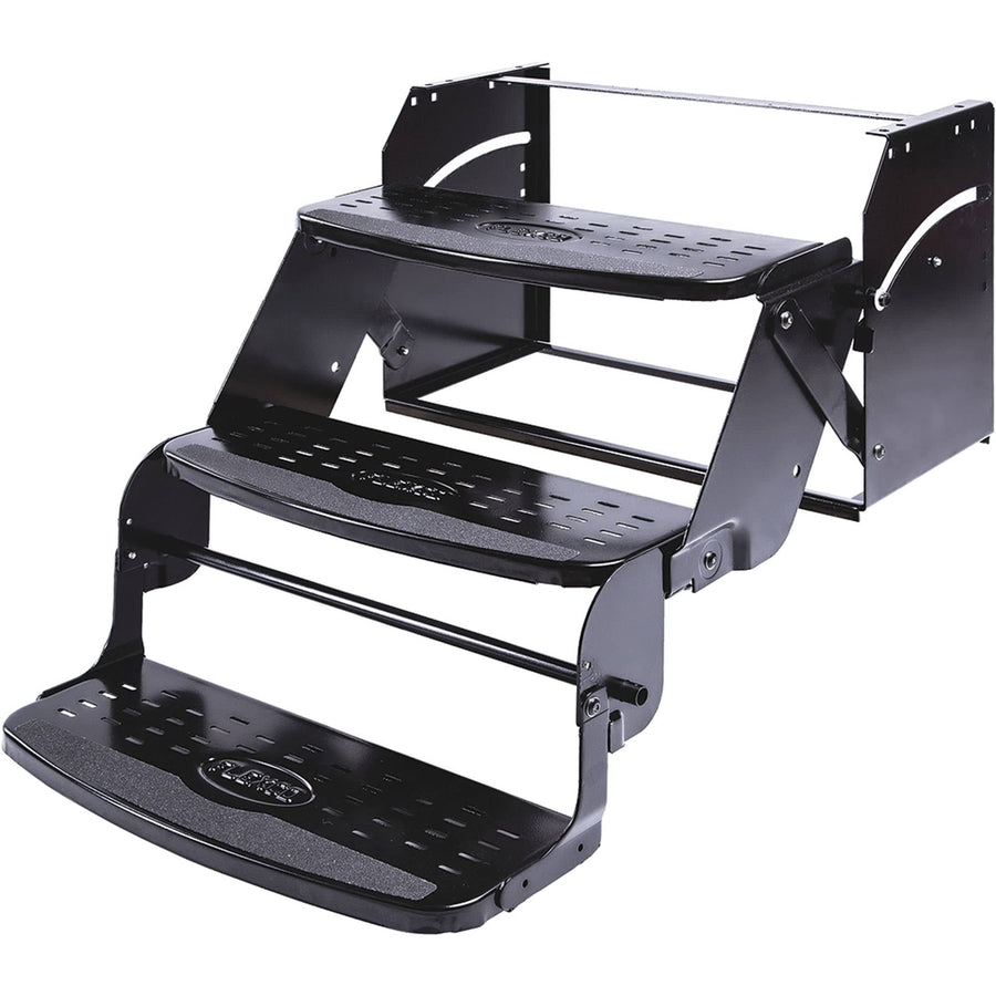 Stromberg Carlson RV Step Manual SMFP-3100 – Foldable Camper Stairs for Trailer Entry, Triple Pull Out Platform for RV, Rust Resistant Construction, Exterior Camper Step, 24" Wide Non-Skid Design