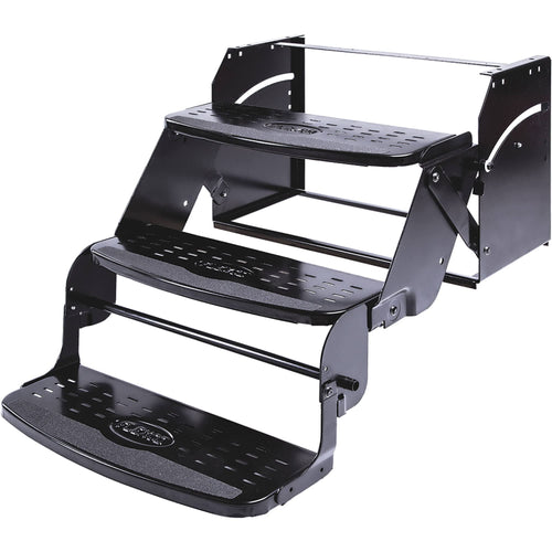 Stromberg Carlson RV Step Manual SMFP-3100 – Foldable Camper Stairs for Trailer Entry, Triple Pull Out Platform for RV, Rust Resistant Construction, Exterior Camper Step, 24" Wide Non-Skid Design