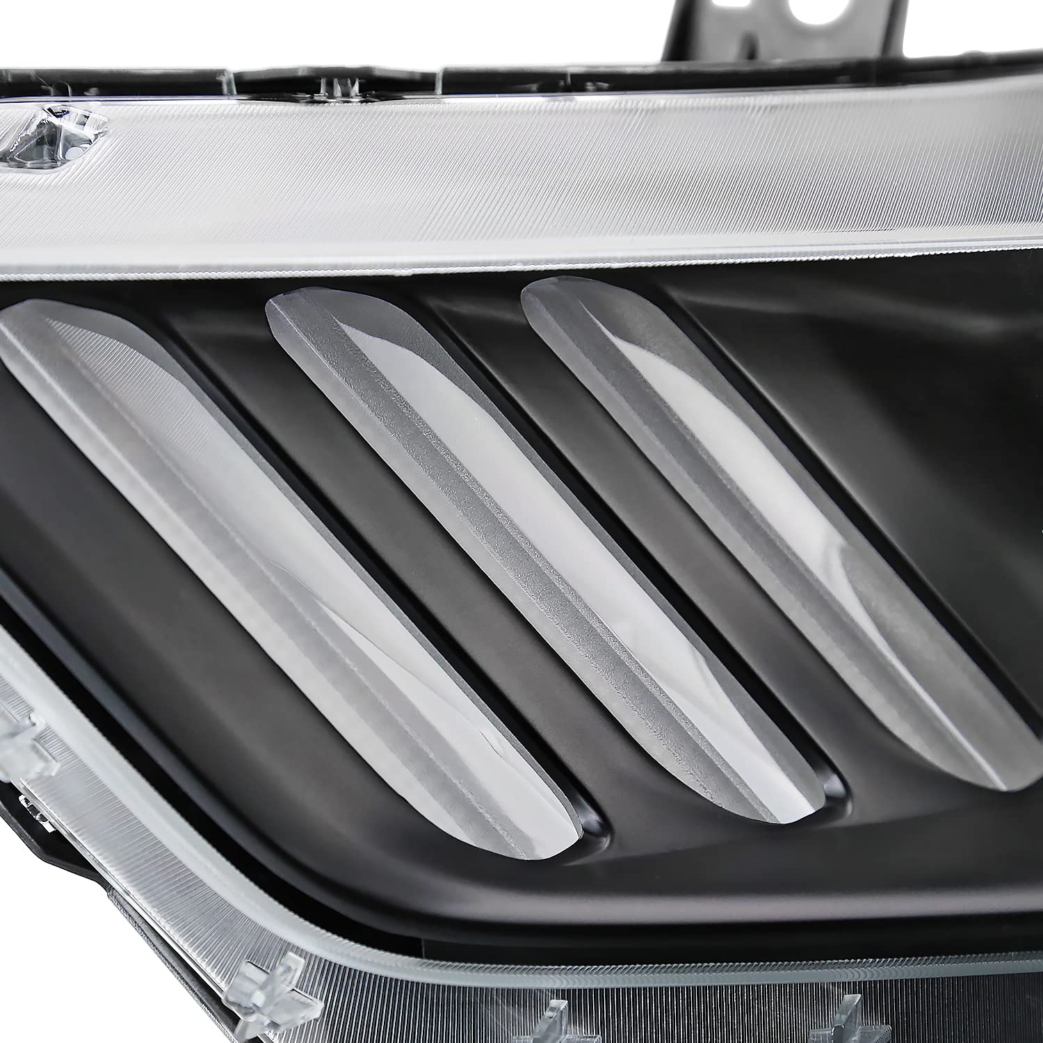 Black OE Style SPEC-D TUNING Projector Headlights w/LED Bar Compatible with 2015-2017 Ford Mustang, Left + Right Pair Headlamps Assembly