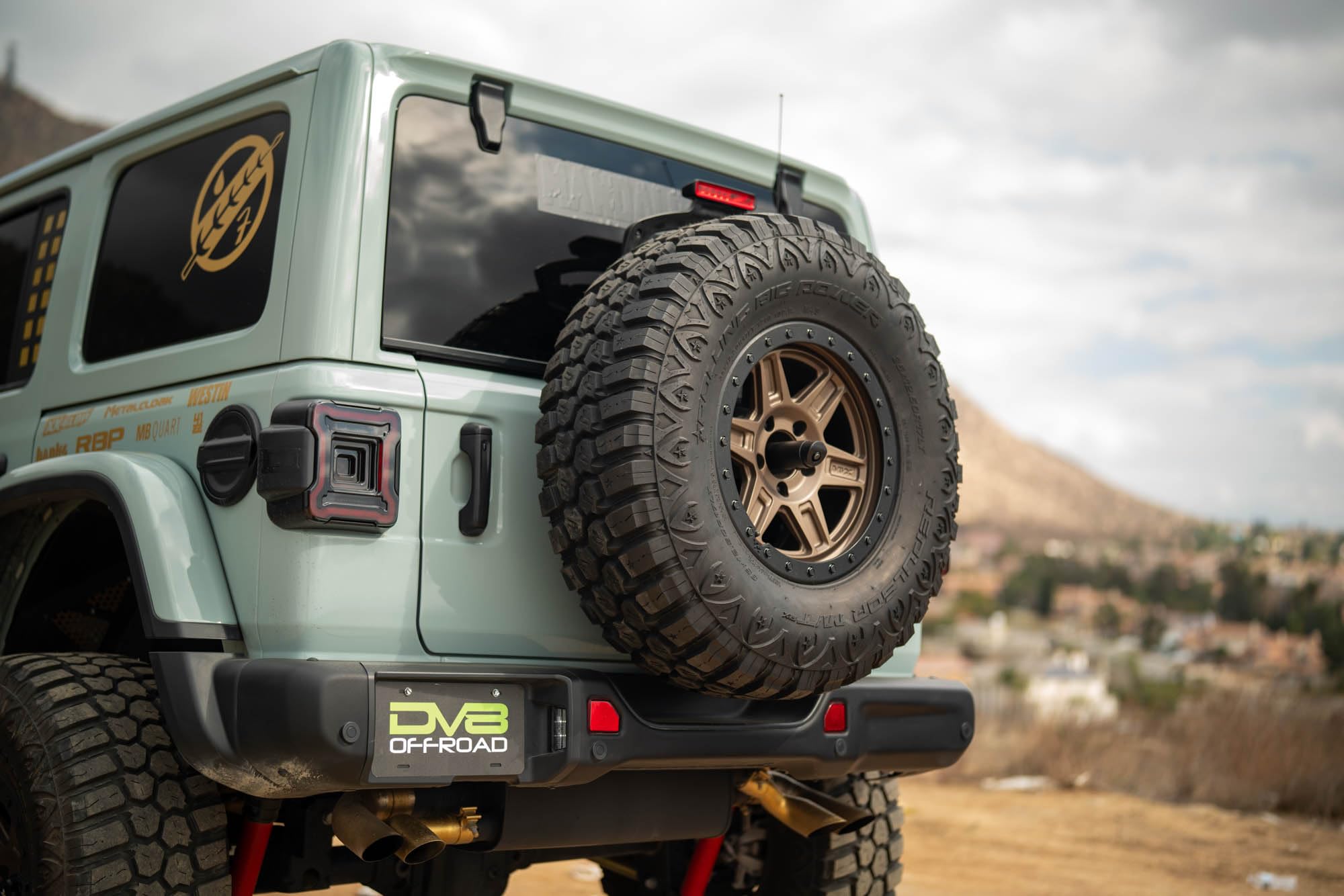 Spare Tire Carrier DV8 Offroad for Jeep Wrangler JL | Removes Weight of Spare Tire from The Tailgate Door | Cam Nut Adjustment for a Precise Fitment | Included Antenna/Whip Flag Mount | Fully Bolt-On