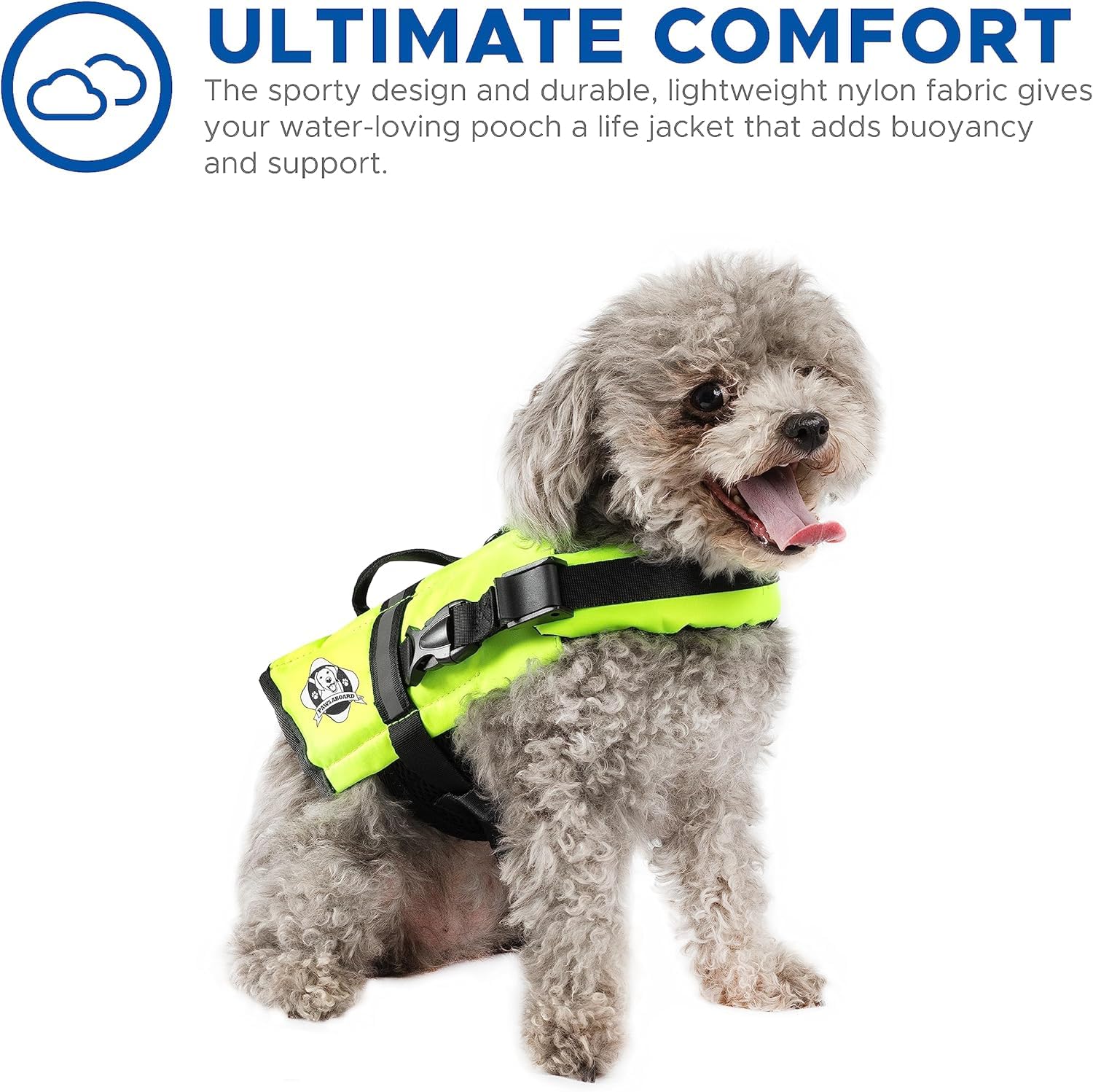 Doggy Life Jacket Paws Aboard XXS-Safety Neon Yellow