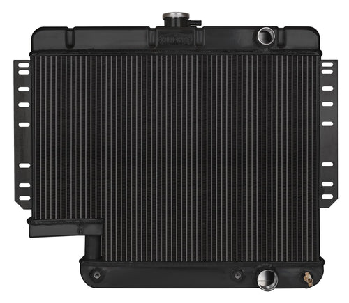 COLD - CASE Black Night Rider Series Cold Case Radiator, 28.75 in W x 23 in H x 3 in D, Passenger Side Inlet, Driver Side Outlet, Aluminum, Black Paint, 500 Steering Box Cutout