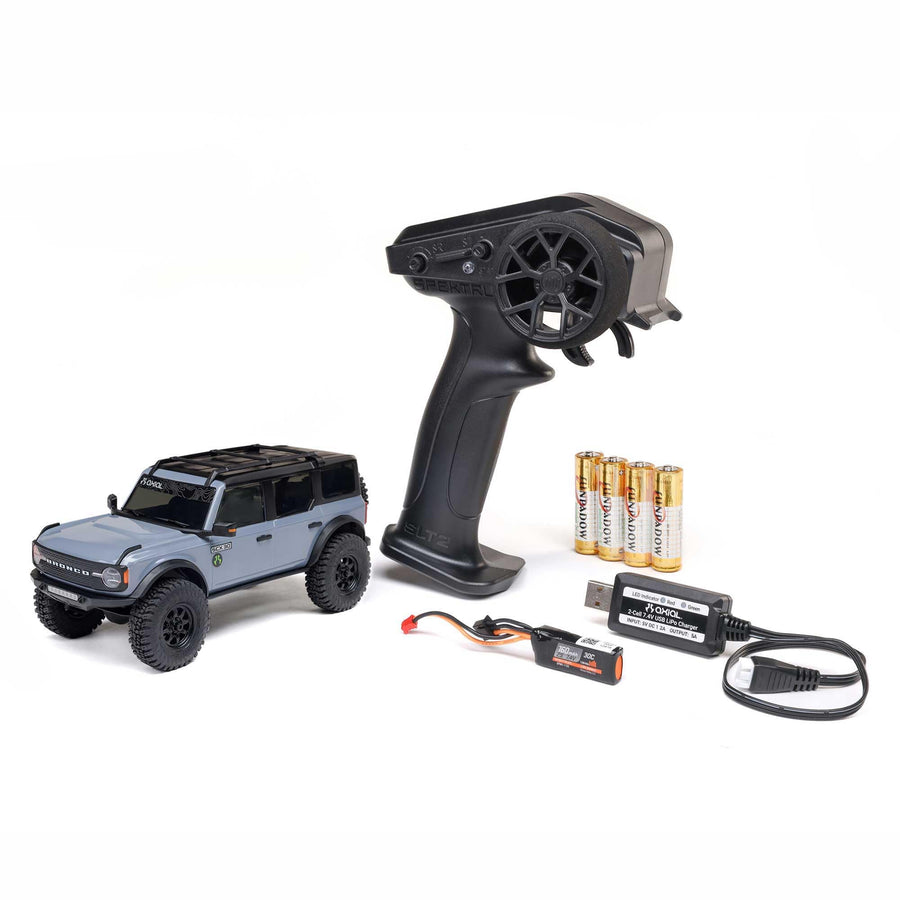 1/30 Axial SCX30 Ford Bronco 4X4 RTR Brushed Rock Crawler (Battery & Charger Included), Gray, AXI-2048T2