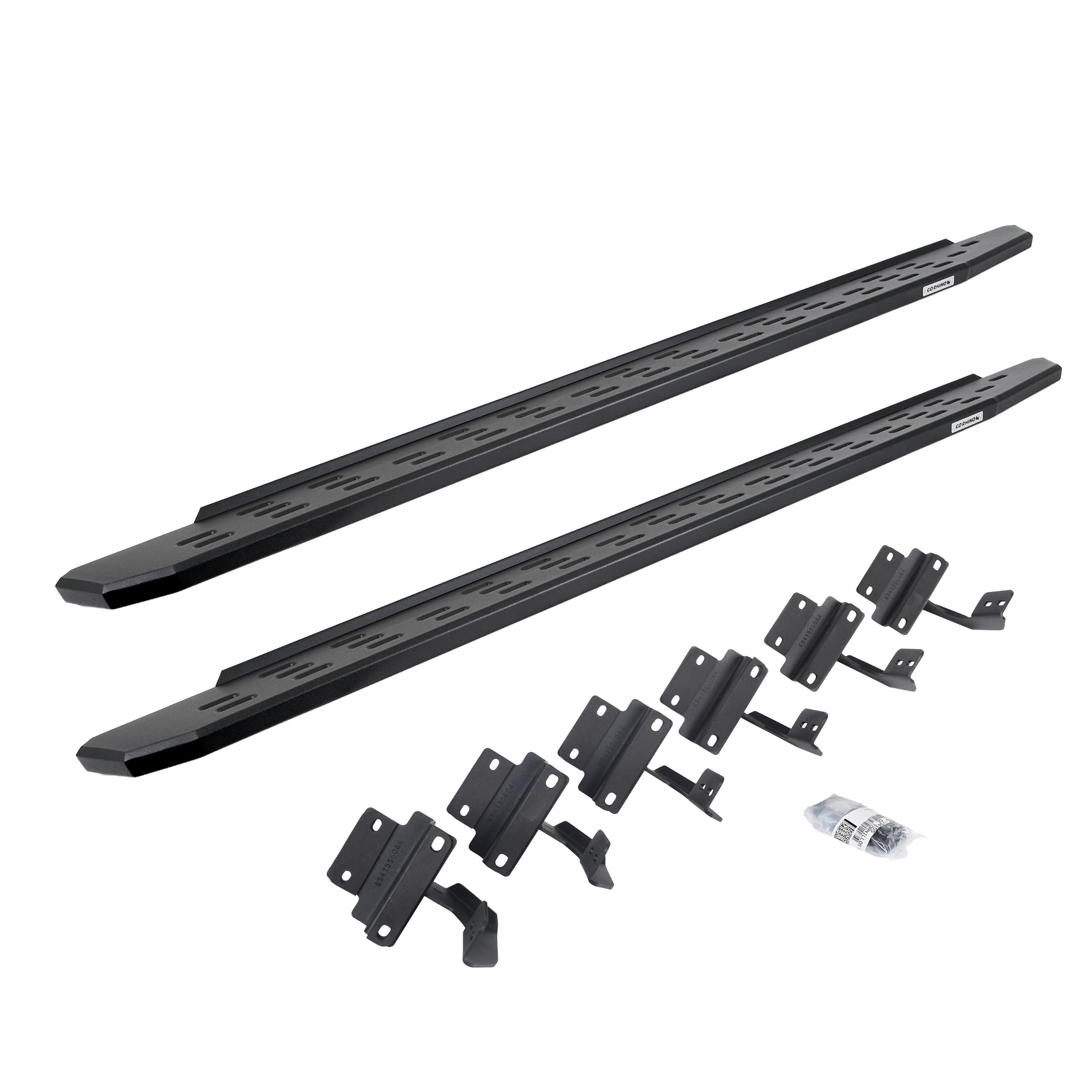 RB30 Running Boards & Brackets Go Rhino | Galvanized Steel, Textured Black | 69615087PC | Fits 2004-2014 Ford F-150 Super Crew Pickup