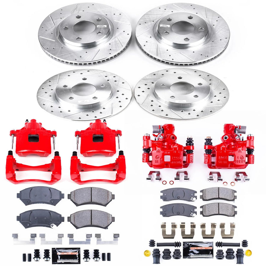 Power Stop Z23 KC1543 Evolution Front and Rear Caliper Kit-Rotors, Carbon-Fiber Ceramic Brake Pads, Calipers For Cadillac Eldorado 1997-2002, Cadillac Seville 1997 [Model Specific]