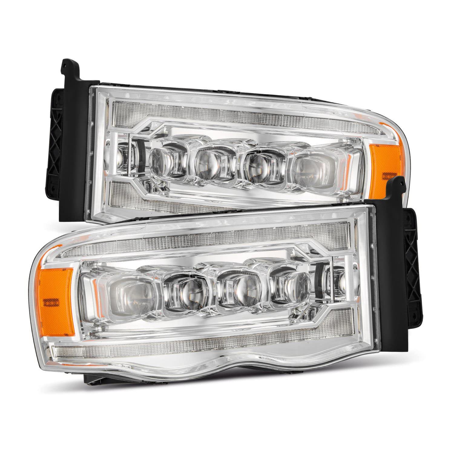 NOVA LED Proj Headlights AlphaRex 02-05 Dodge Ram 1500 Plank Style Chrome w/Activ Light/Seq Signal