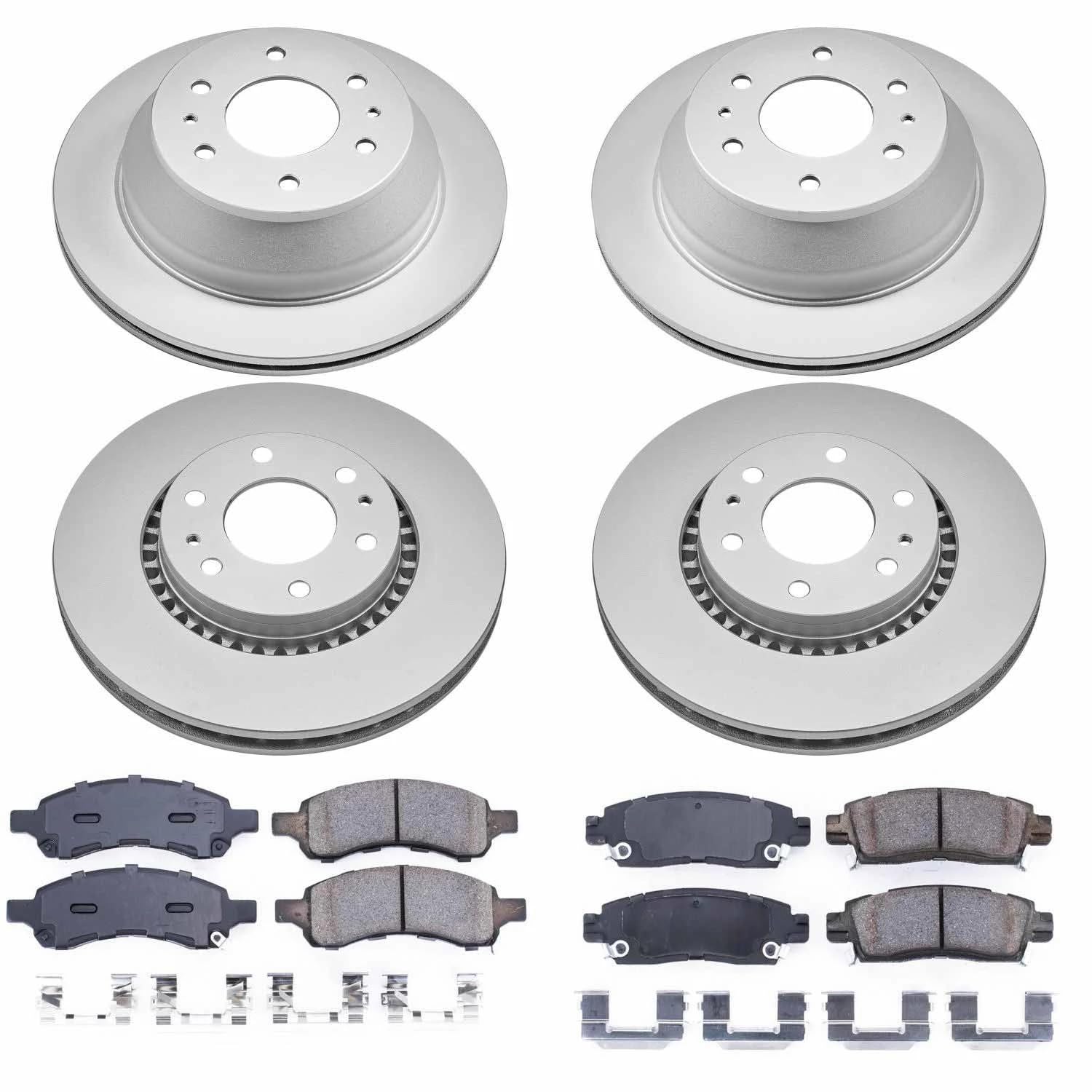 Power Stop CRK2060 Brake Rotor & Coated Ceramic Brake Pads- front & rear For Buick Rainier, Chevrolet Trailblazer, Chevrolet Trailblazer, GMC Envoy, GMC Envoy, Saab 9-7x [Model Specific]