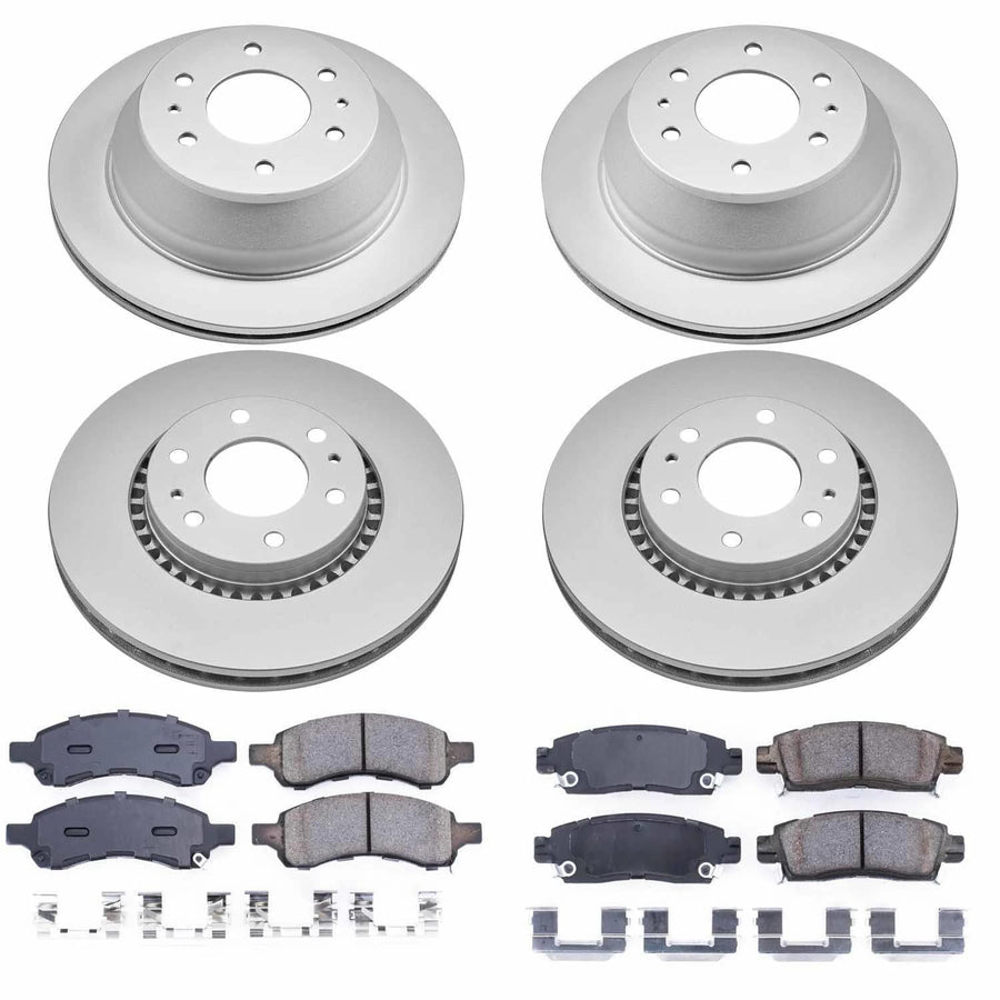 Power Stop CRK2060 Brake Rotor & Coated Ceramic Brake Pads- front & rear For Buick Rainier, Chevrolet Trailblazer, Chevrolet Trailblazer, GMC Envoy, GMC Envoy, Saab 9-7x [Model Specific]