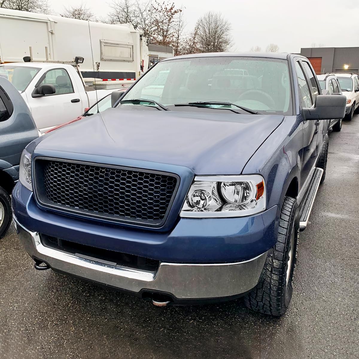 Chrome Headlights SPEC-D TUNING w/LED Bar Strip Compatible with 2004-2008 Ford F-150, 2006-2008 Lincoln Mark LT L+R Pair Head Light Lamp Assembly