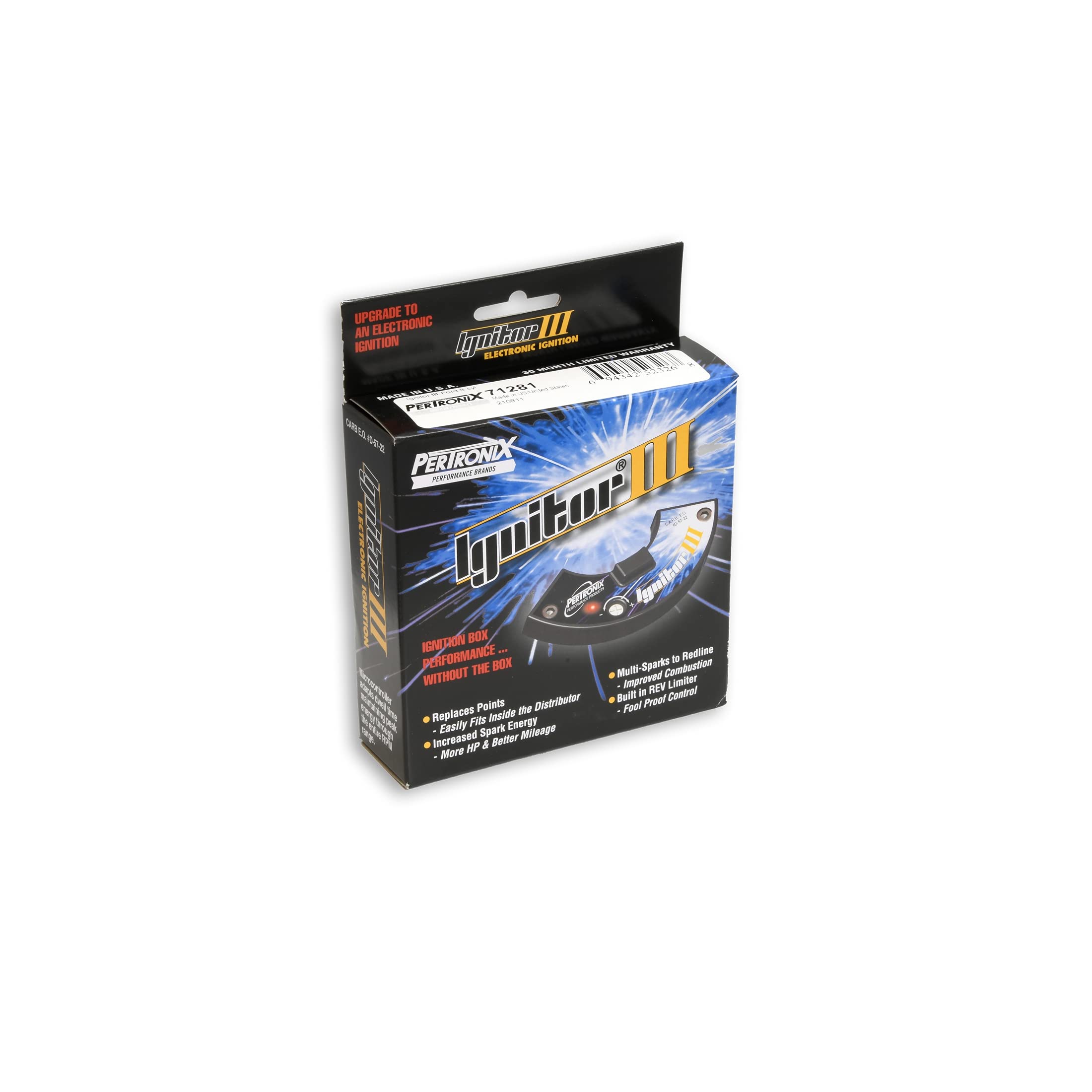 Ignitor III Electronic Ignition Conversion Kit, PerTronix 71281 Compatible with Ford 8 Cylinder, Adaptive Dwell Control for Multiple Spark with Digital Rev Limiter