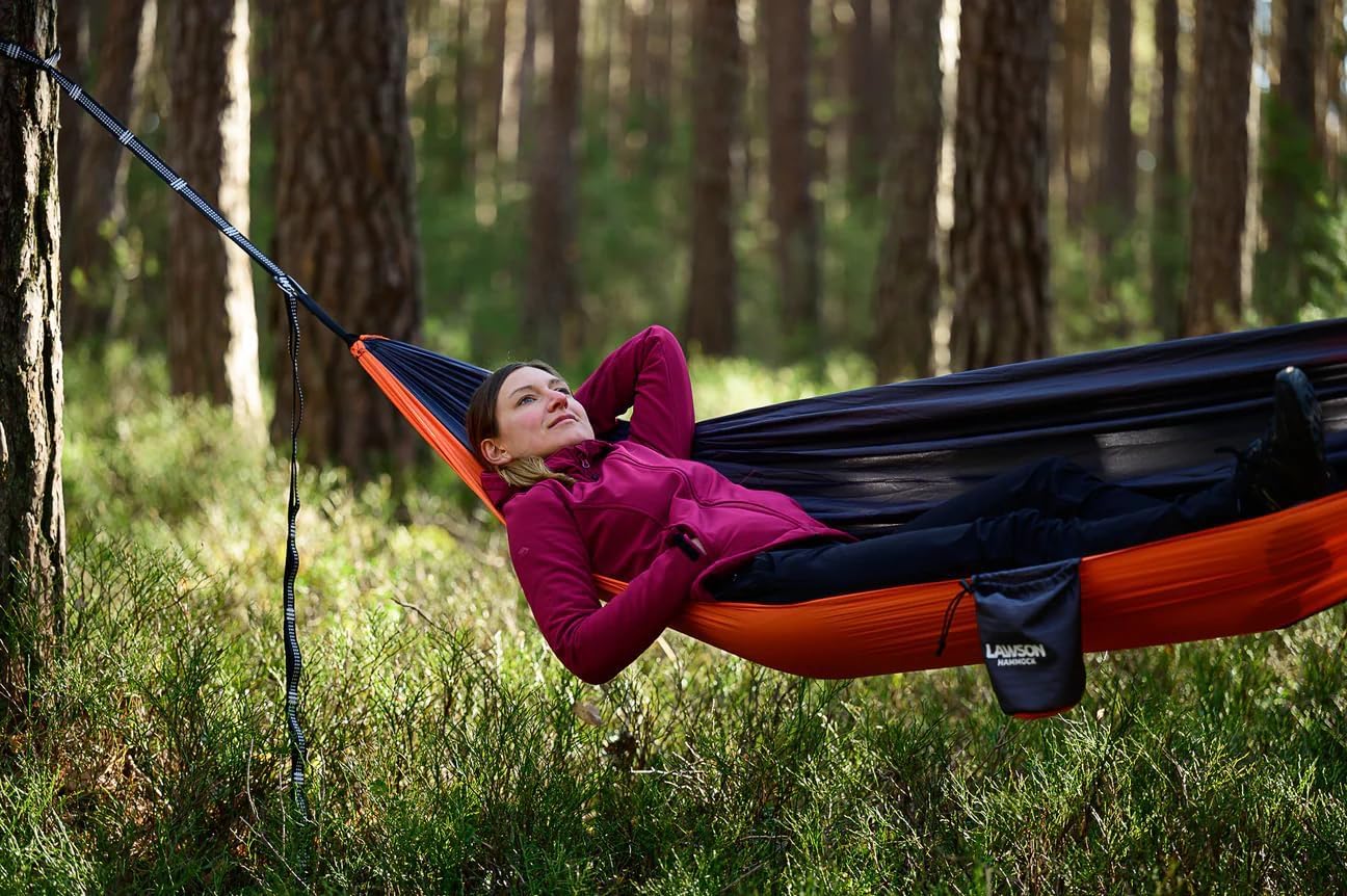 Double Hammock Lawson Parachute Nylon Camping for 2, Two Person 425lbs. Capacity, Durable Waterproof Construction (Green)