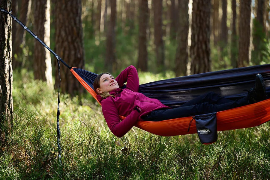 Double Hammock Lawson Parachute Nylon Camping for 2, Two Person 425lbs. Capacity, Durable Waterproof Construction (Green)