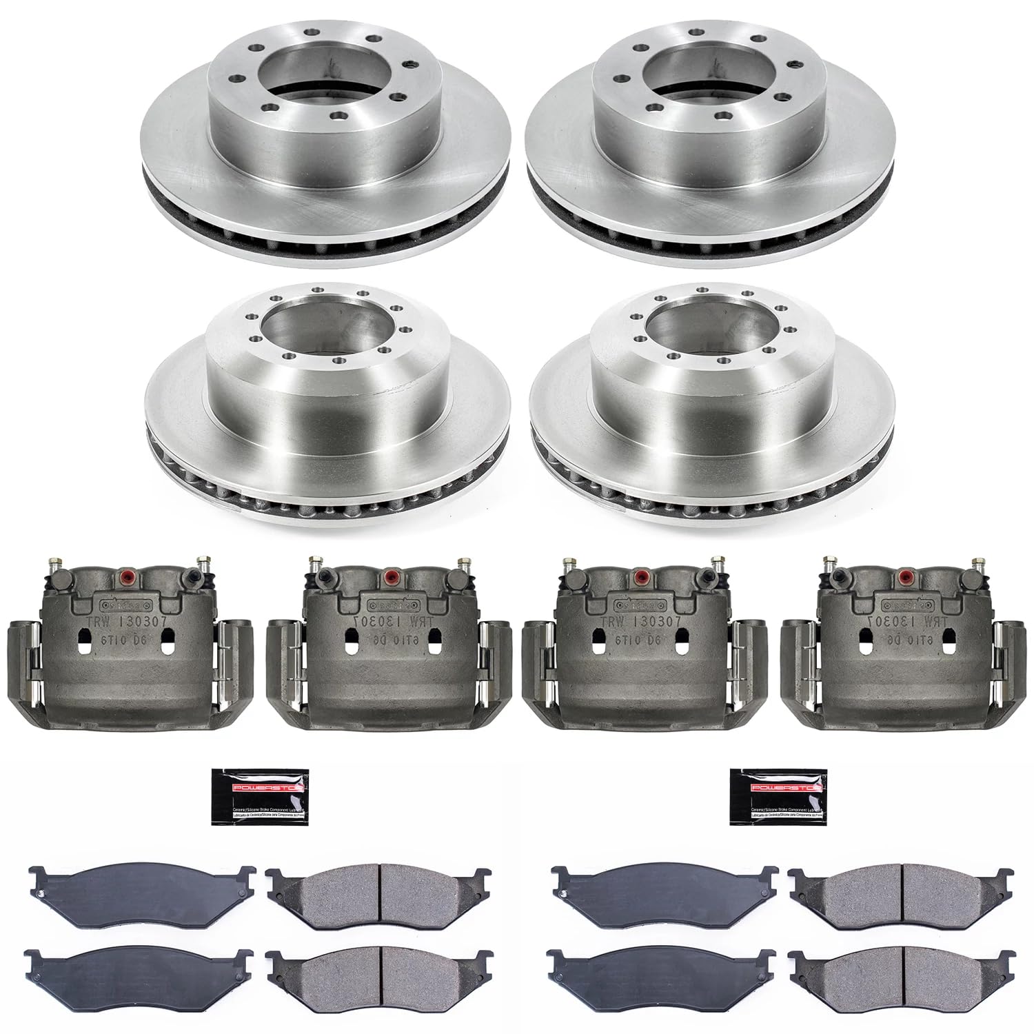 Power Stop KCOE4416 Replacement Autospeciality Front and Rear Caliper Kit- OE Rotors, Ceramic Brake Pads, Calipers