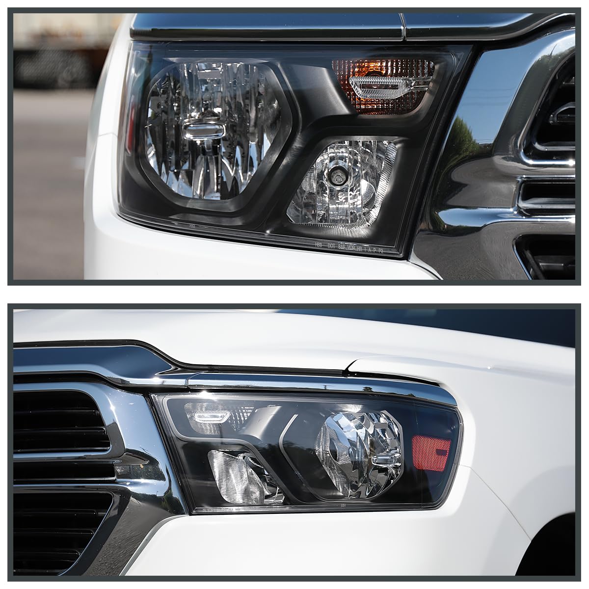 Black Headlights SPEC-D TUNING Compatible with 2019-2024 Ram 1500, Left + Right Pair Headlamp Assembly