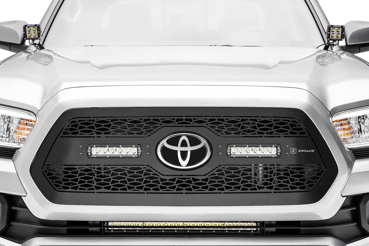ZROADZ Grille, 2018-2021 Tacoma Black, Insert with (2) 6" LEDs, Does Not Fit Vehicles with Camera - PN #Z319511