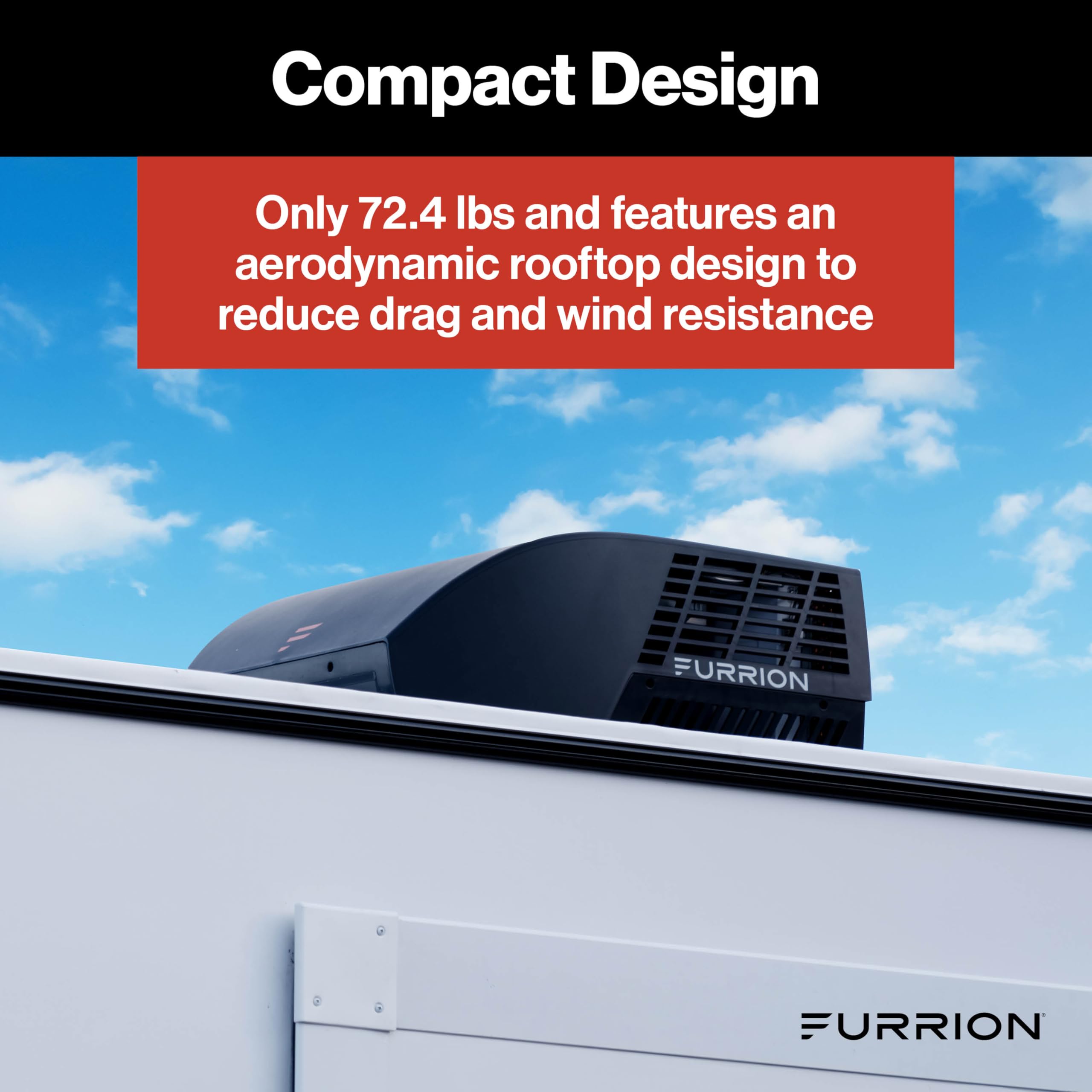Furrion 18k BTU Chill Cube Variable Speed RV Rooftop Air Conditioner, Black, Ducted, R32 Refrigerant, Quiet High-Efficiency AC with Turbo Cool Mode, Lightweight, AC Unit Only - FACR18VSSA-BL-AM