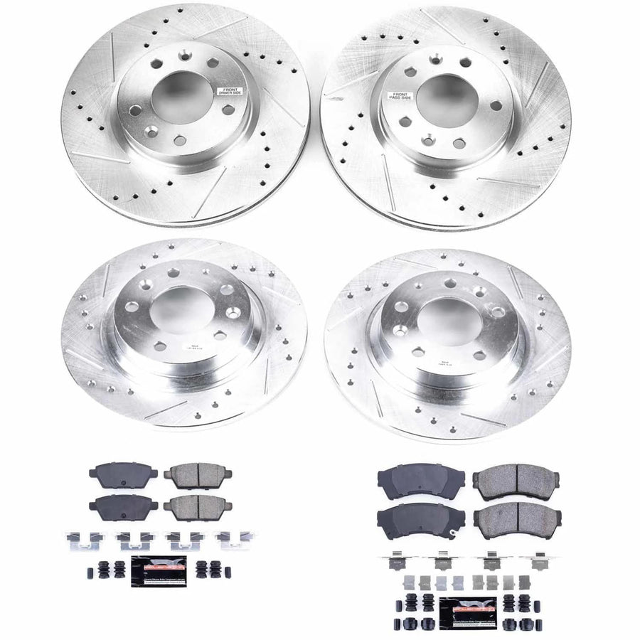 Power Stop K200 Z23 Evolution Ceramic Brake Pads Front and Rear with Drilled and Slotted Brake Rotors Kit For 2006-2012 Ford Fusion | 2007-2012 Lincoln MKZ | 2008-2013 Mazda 6 | 2006-2011 Milan