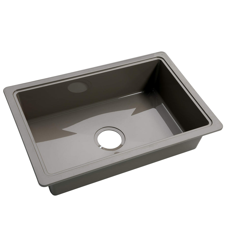 25" x 17" x 6.6" RV Kitchen Single Galley Sink - Stainless Steel Color ABS Plastic for 5th Wheel, Travel Trailer, Camper