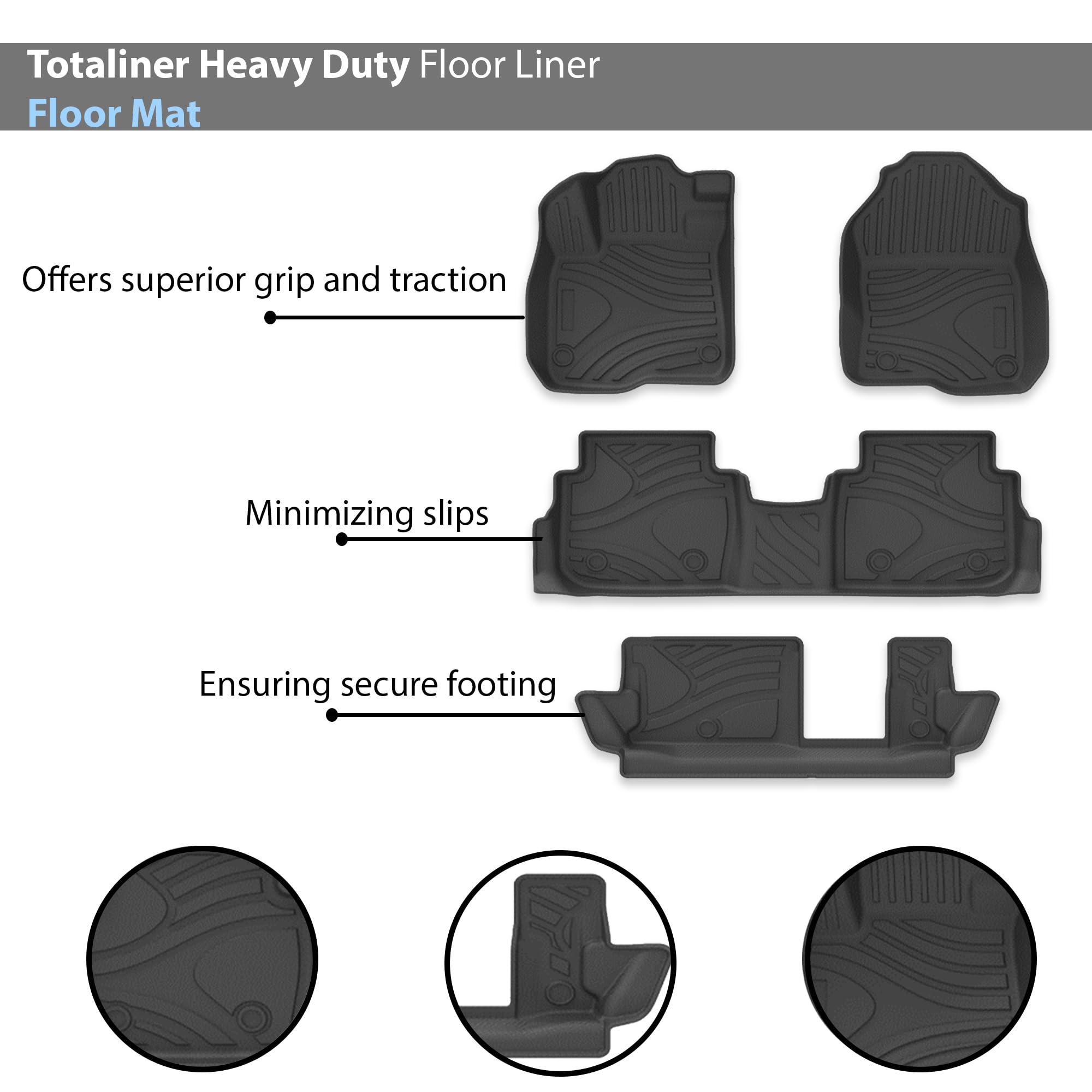 TOTALINER Black Horse Heavy Duty Floor Mat Anti-Skid Black 1.37'' Thickness Compatible with 2023-2023 Honda CR-V-FMHCR23
